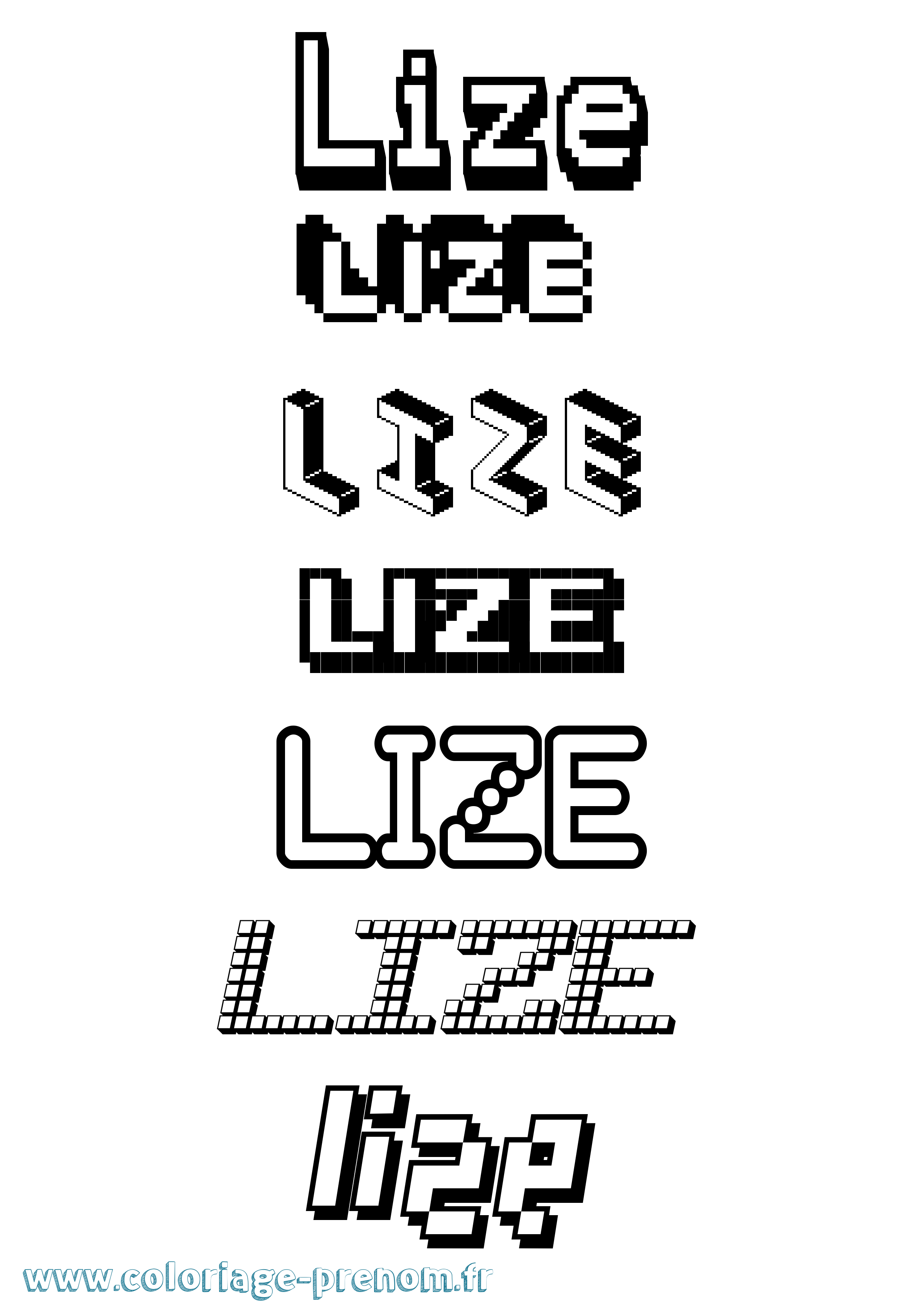 Coloriage Lize Pixel Coloriage prénom Lize Pixel