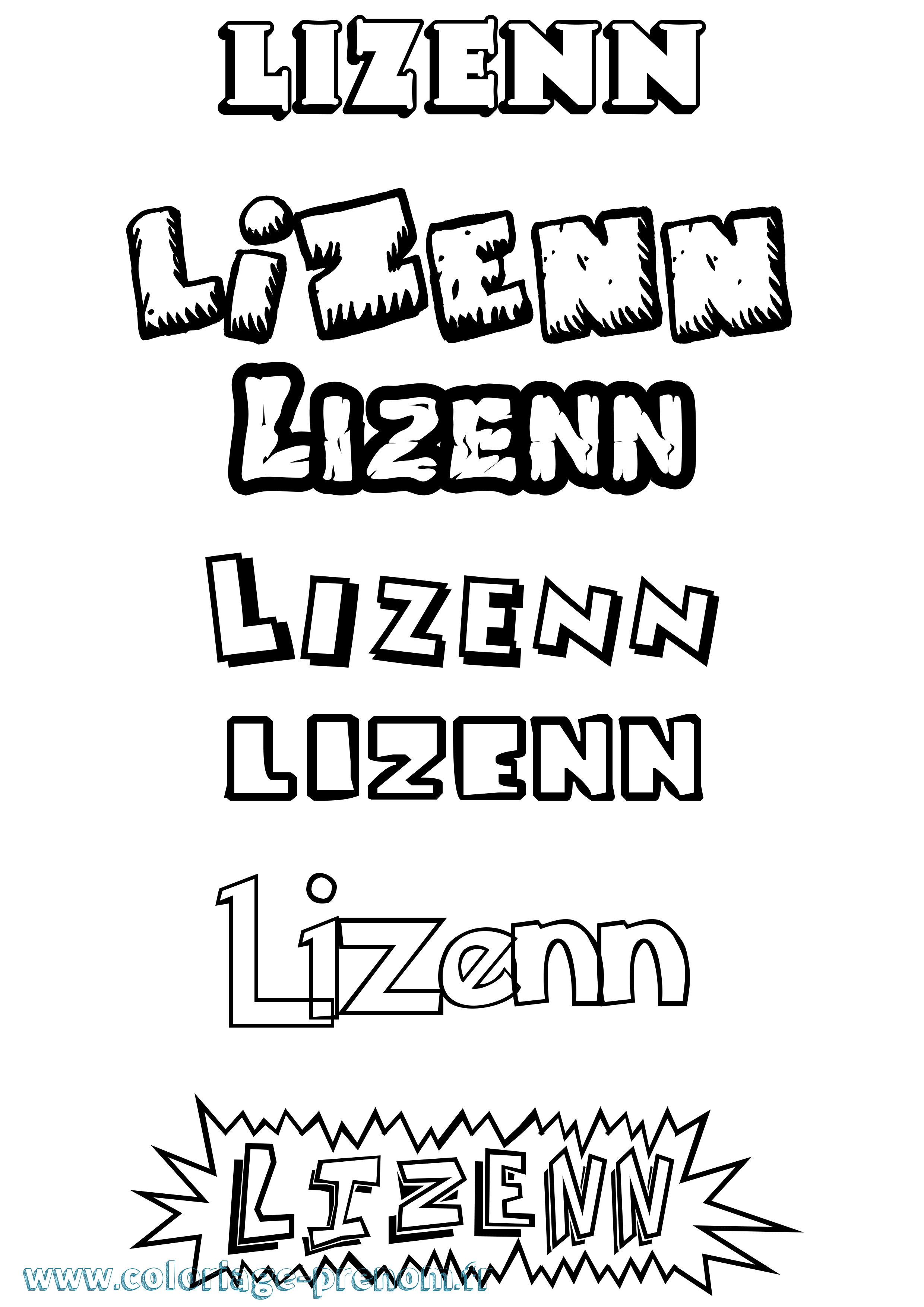 Coloriage Lizenn Dessin Animé Coloriage prénom Lizenn Dessin Animé