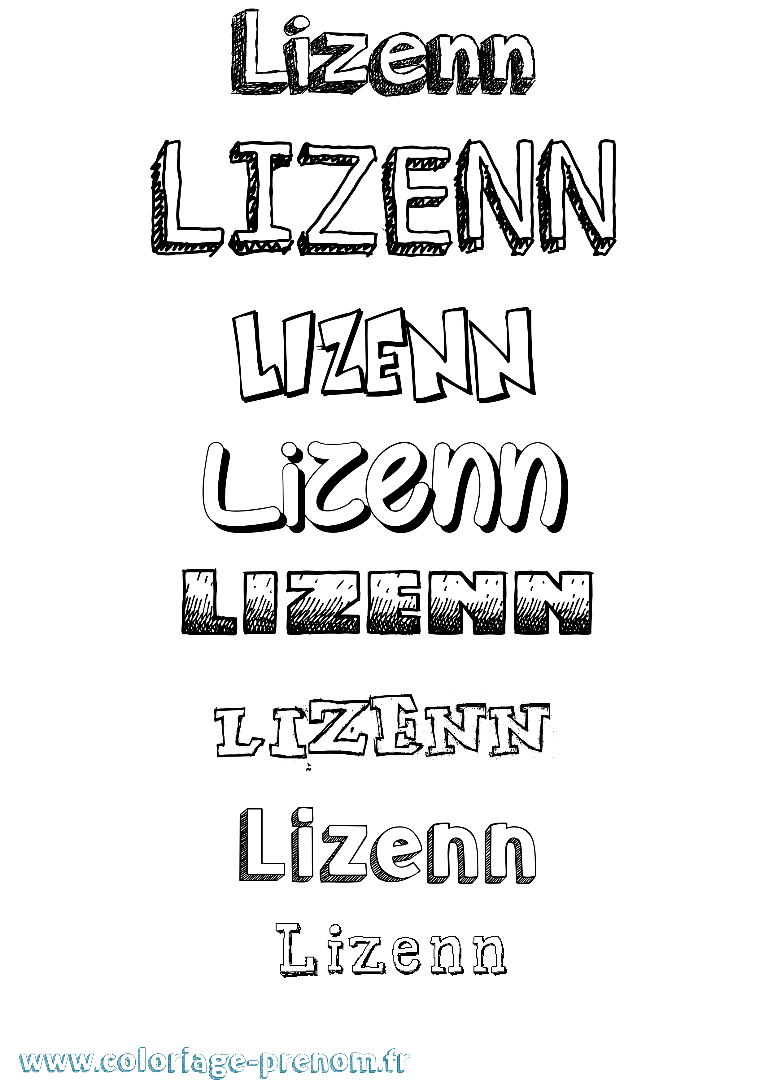 Coloriage Lizenn Dessiné Coloriage prénom Lizenn Dessiné