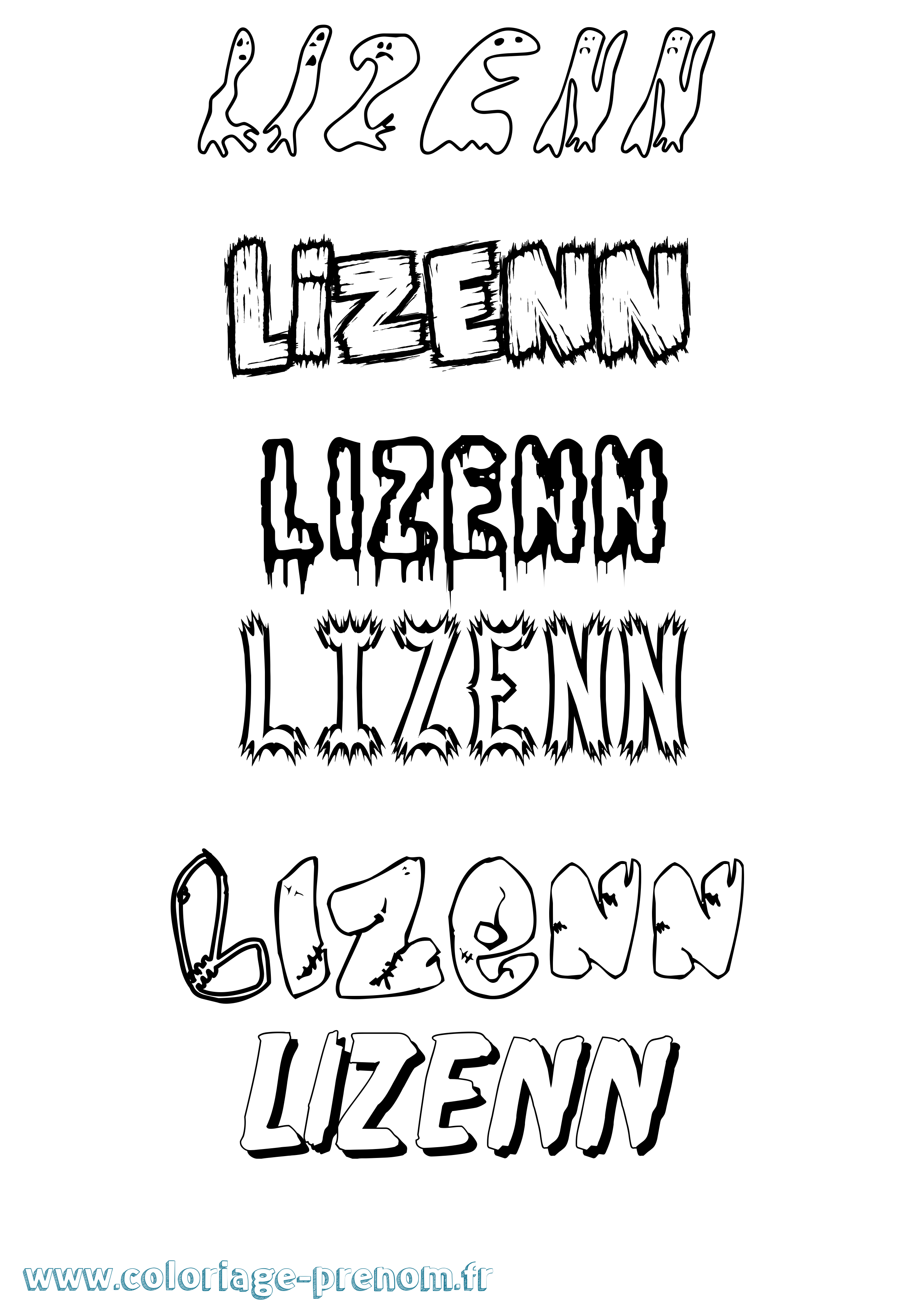 Coloriage Lizenn Frisson Coloriage prénom Lizenn Frisson