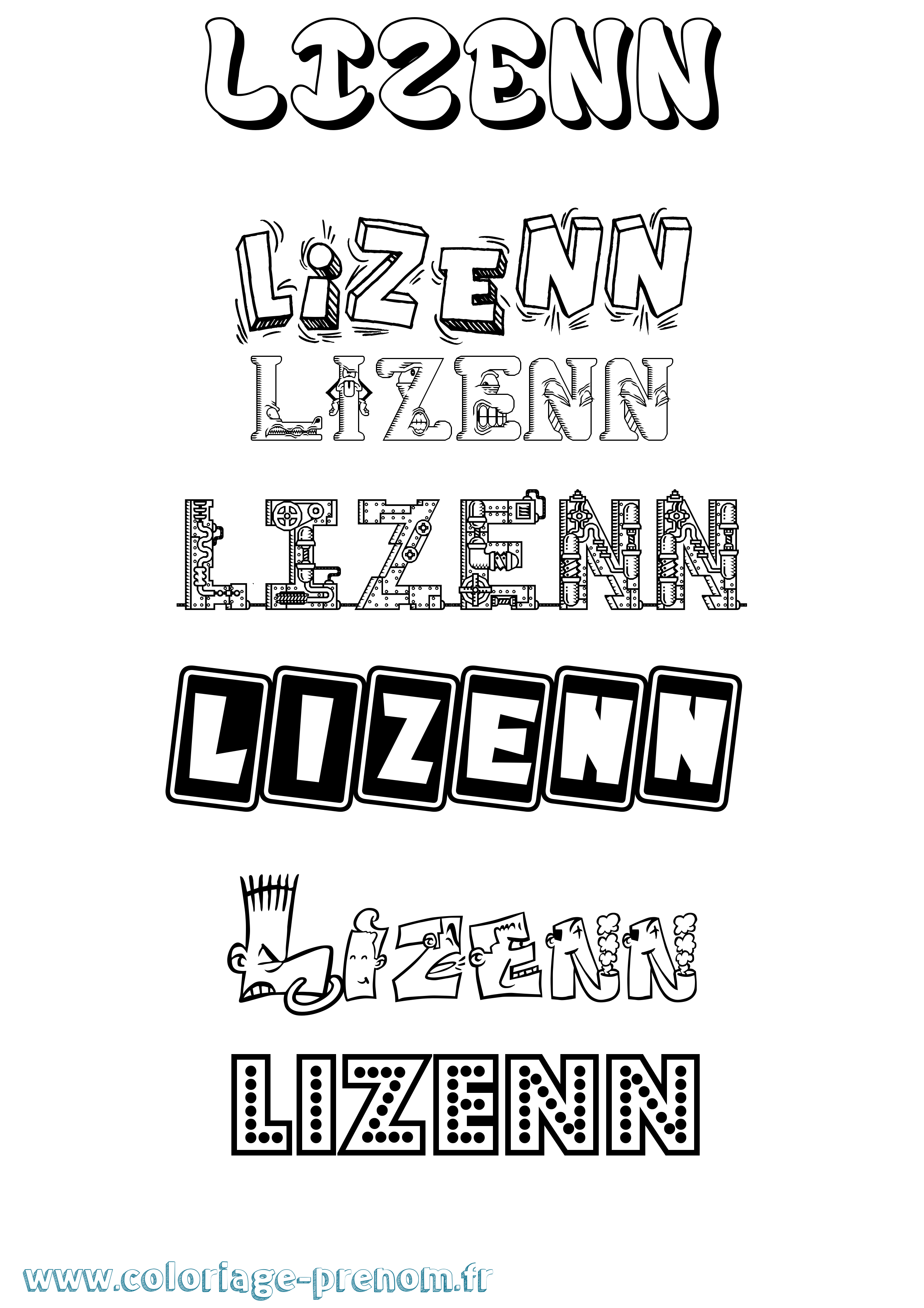 Coloriage Lizenn Fun Coloriage prénom Lizenn Fun