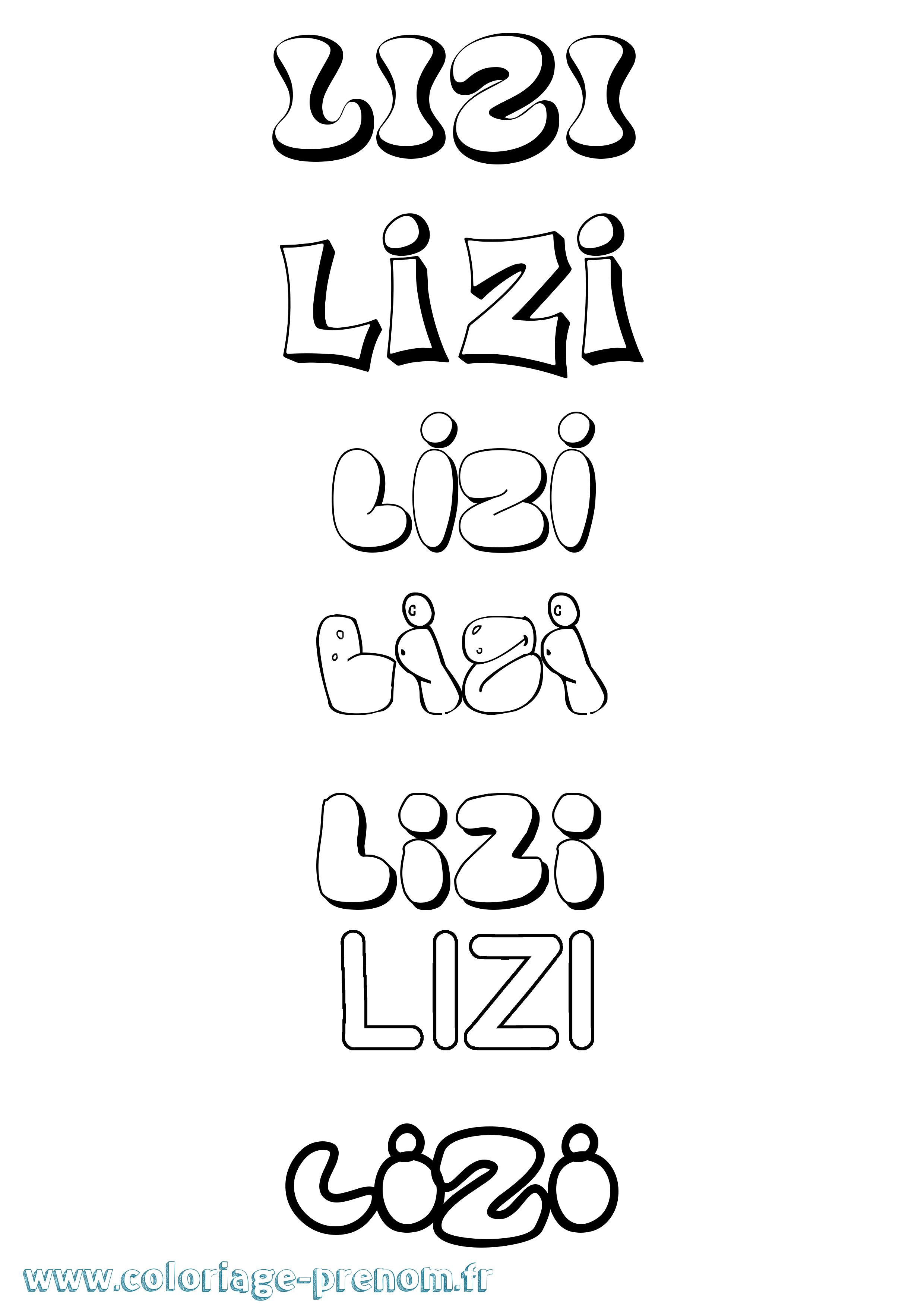 Coloriage Lizi Bubble Coloriage prénom Lizi Bubble