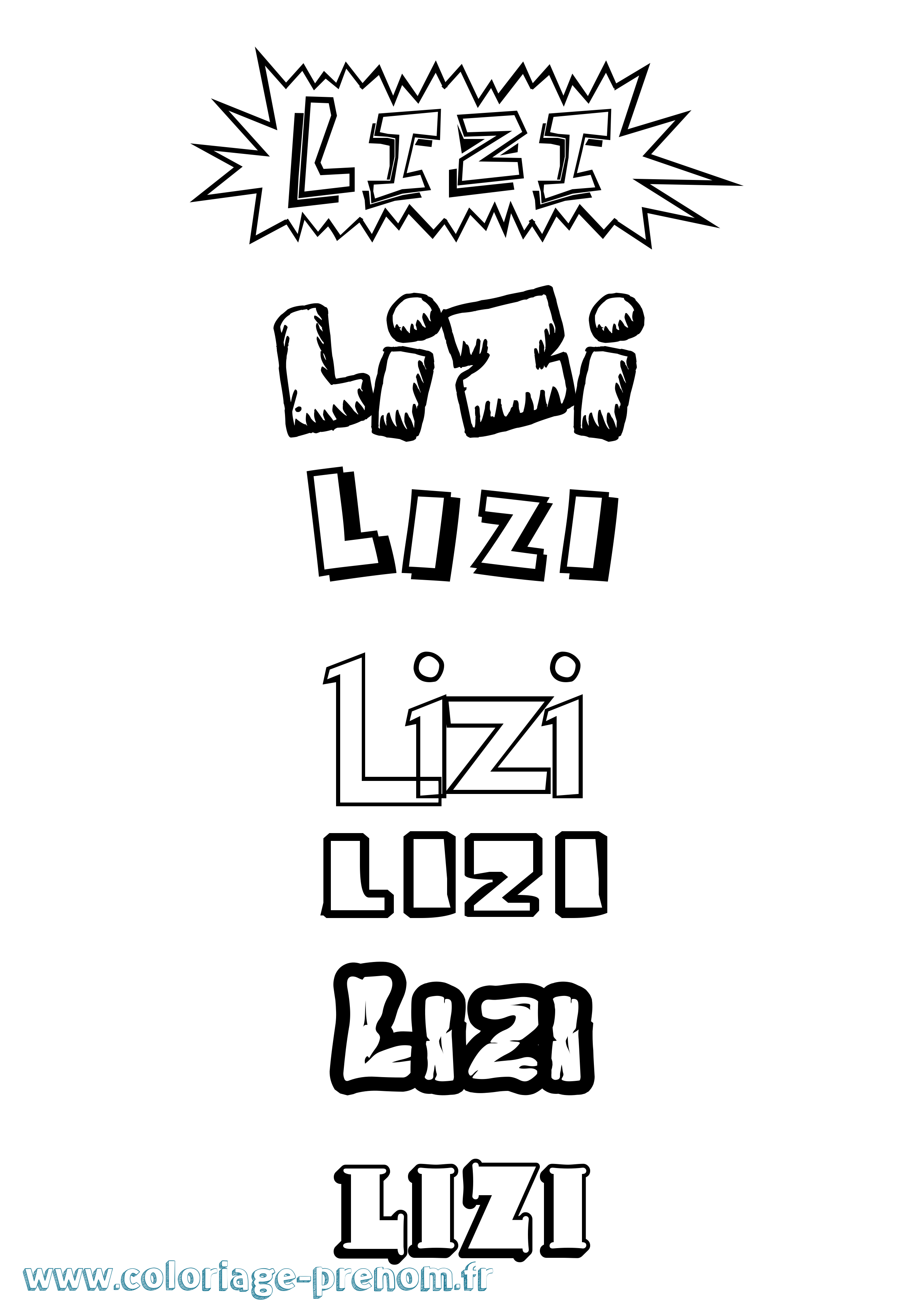 Coloriage Lizi Dessin Animé Coloriage prénom Lizi Dessin Animé