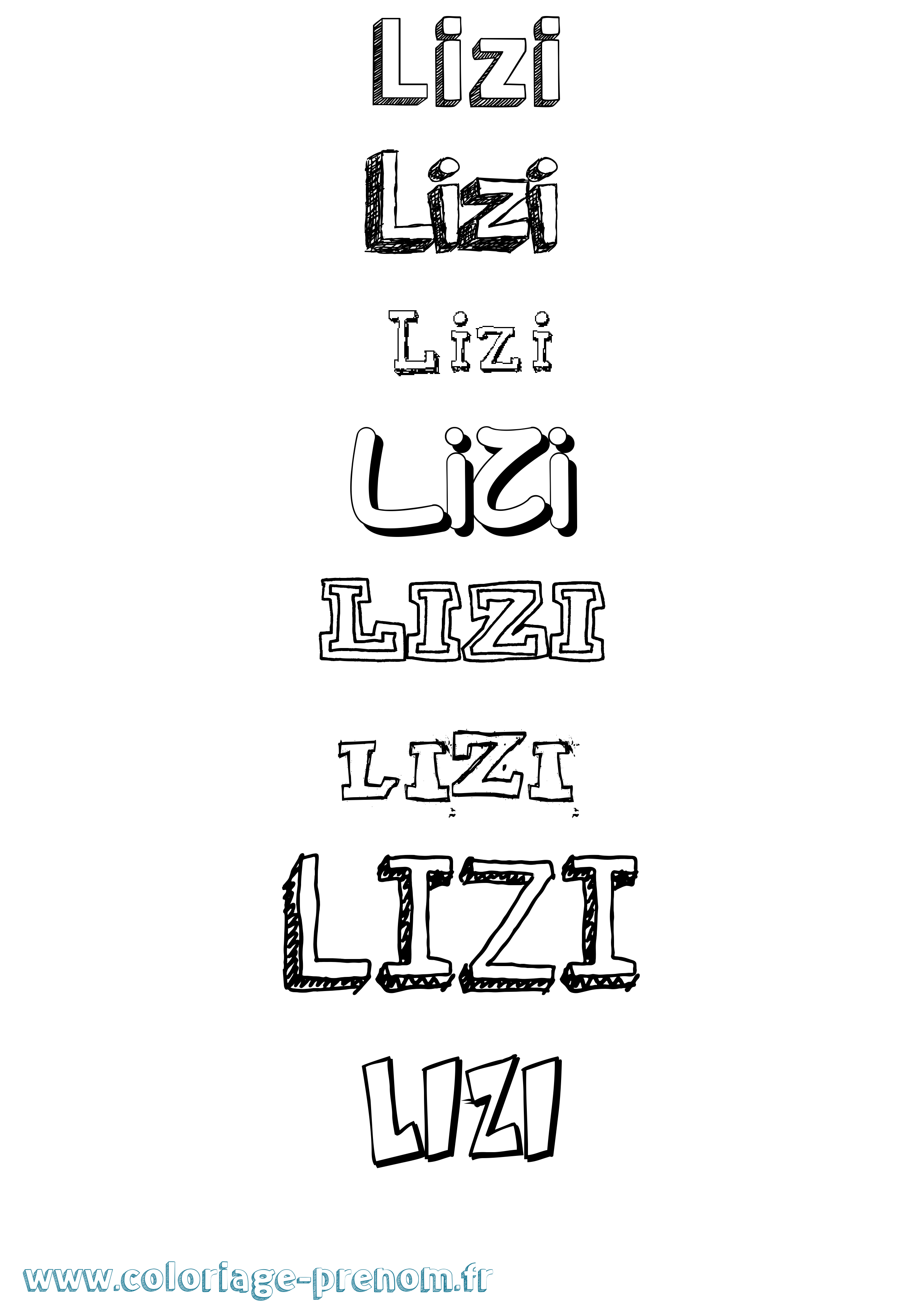 Coloriage Lizi Dessiné Coloriage prénom Lizi Dessiné