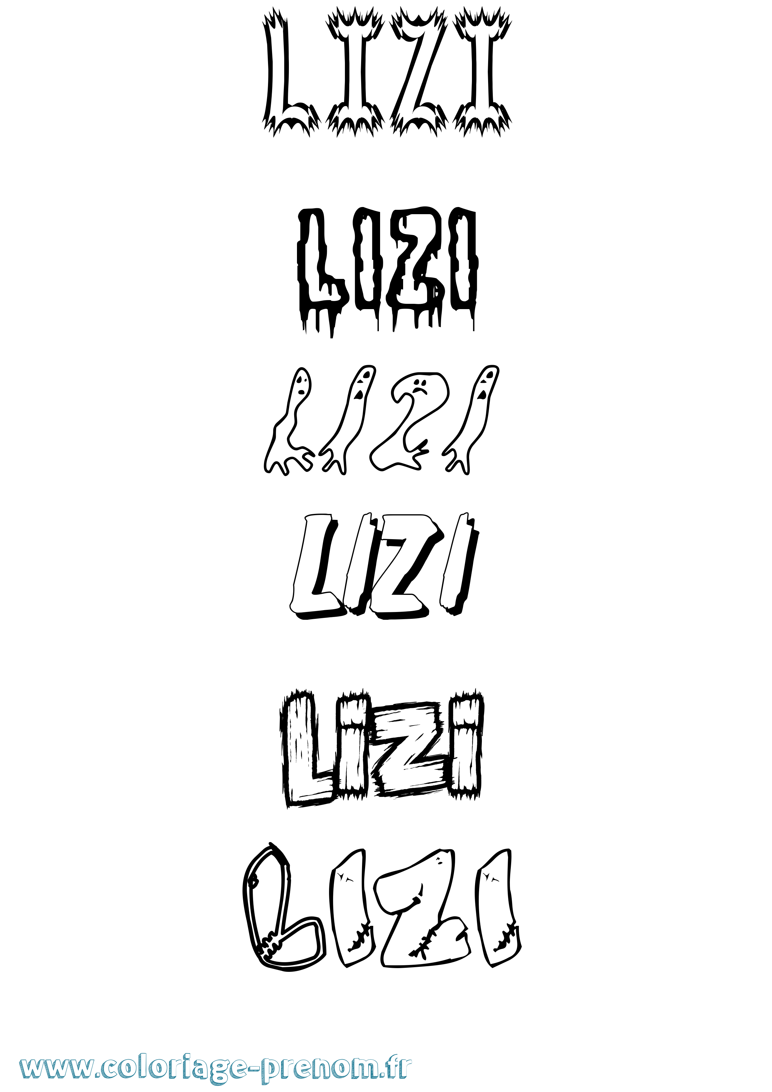 Coloriage Lizi Frisson Coloriage prénom Lizi Frisson