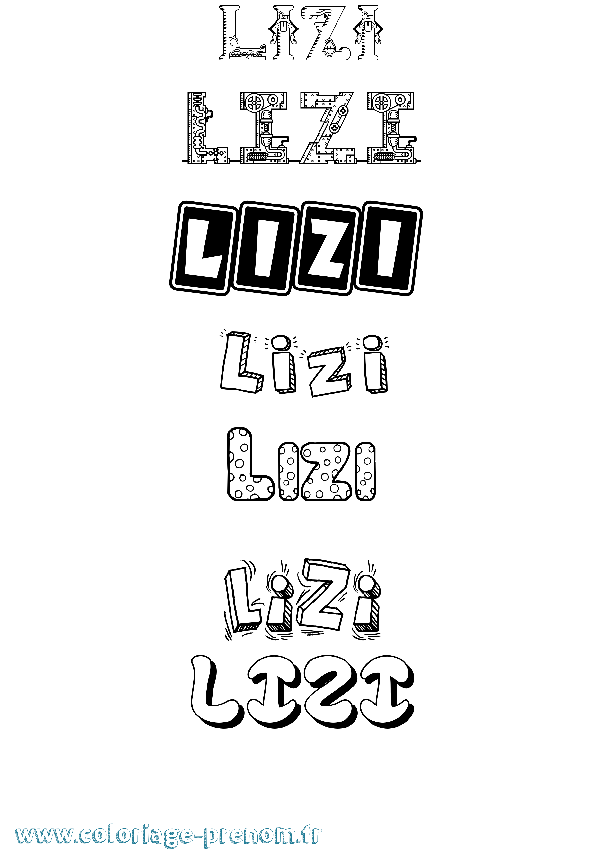 Coloriage Lizi Fun Coloriage prénom Lizi Fun