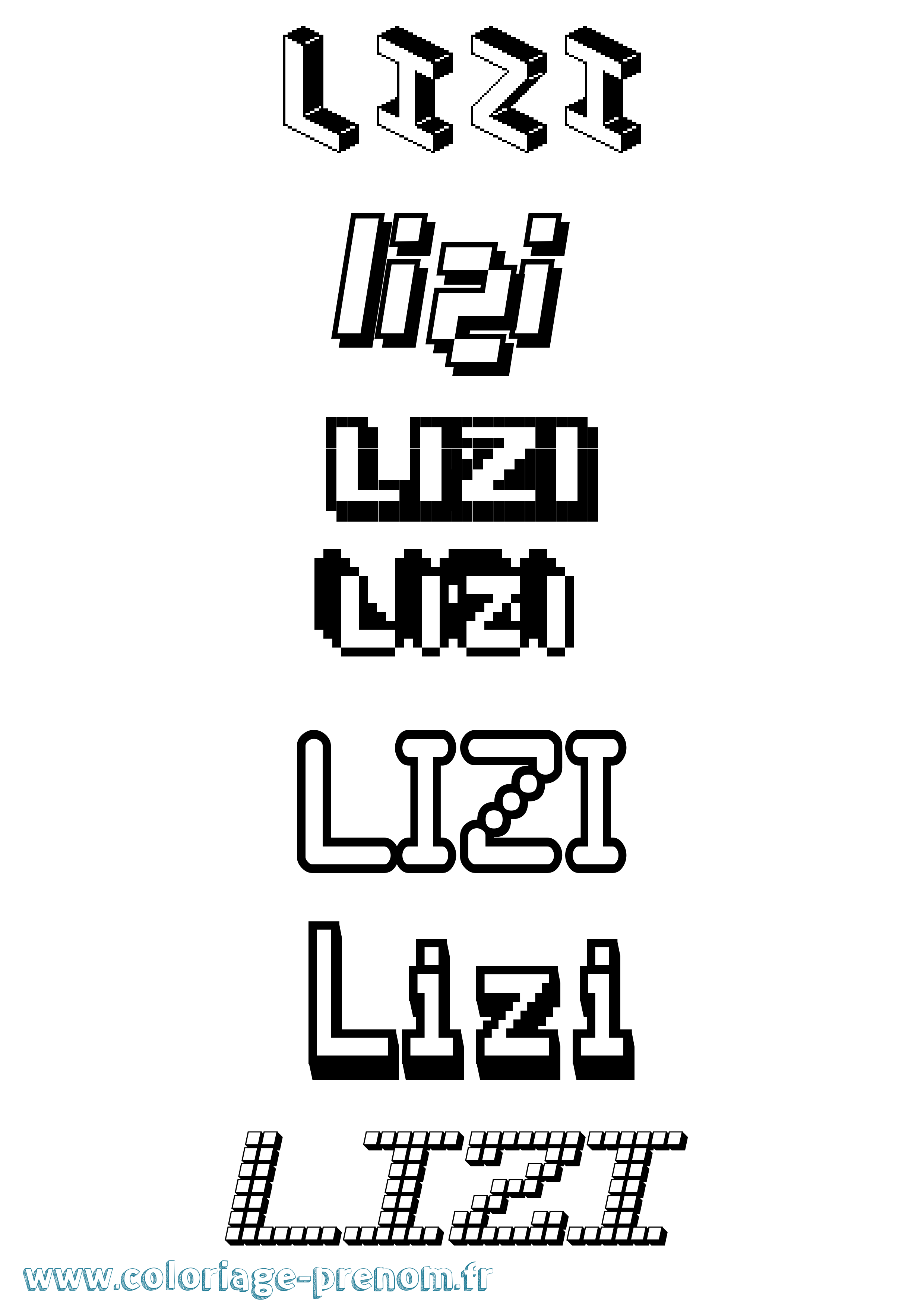 Coloriage Lizi Pixel Coloriage prénom Lizi Pixel