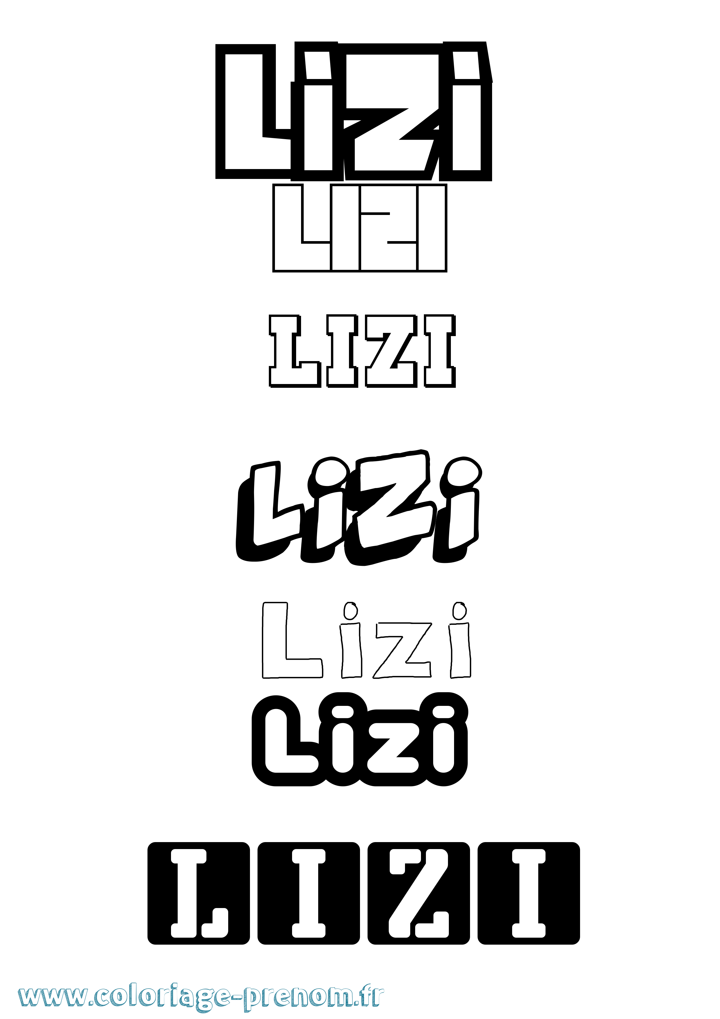 Coloriage Lizi Simple Coloriage prénom Lizi Simple