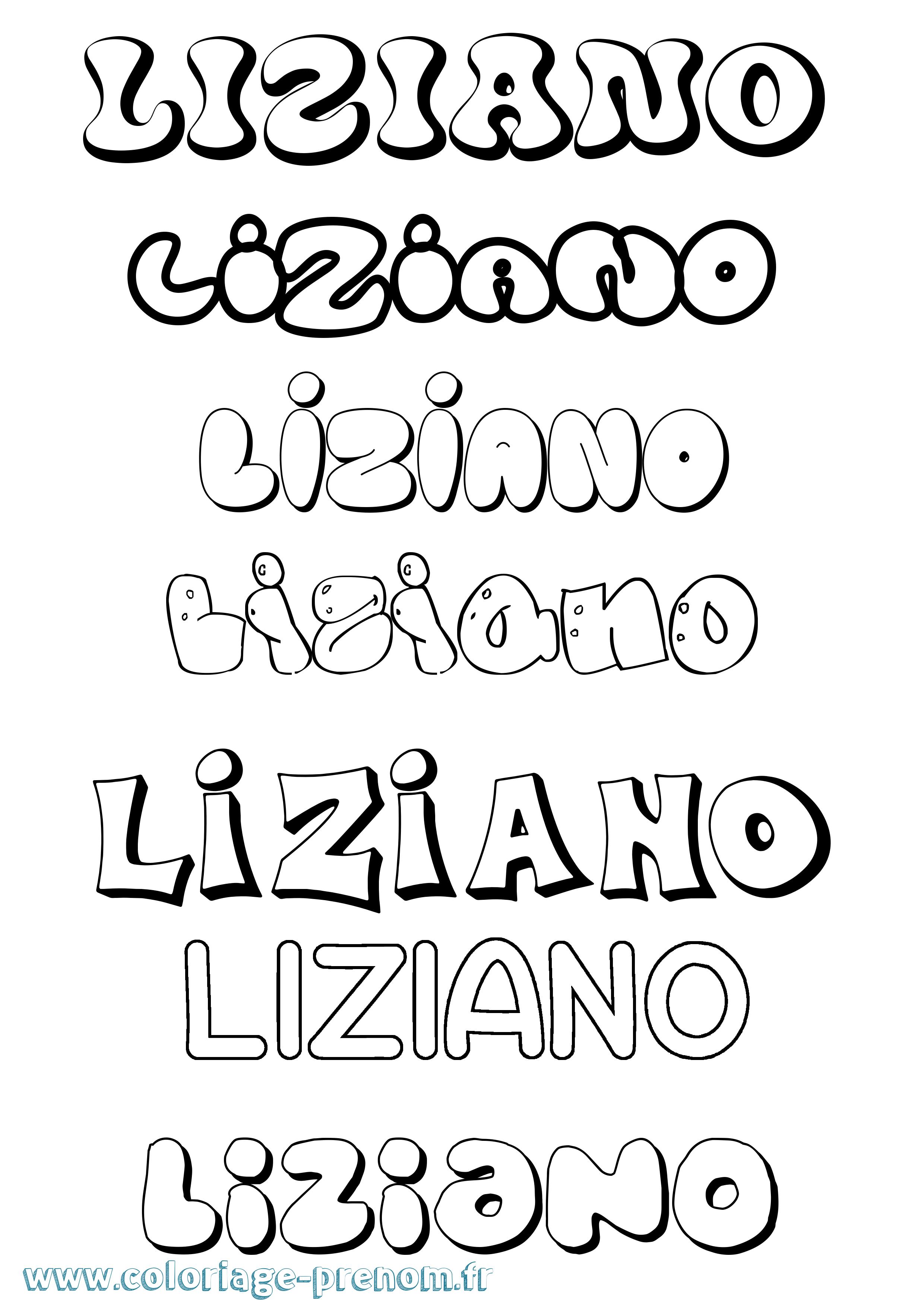 Coloriage Liziano Bubble Coloriage prénom Liziano Bubble