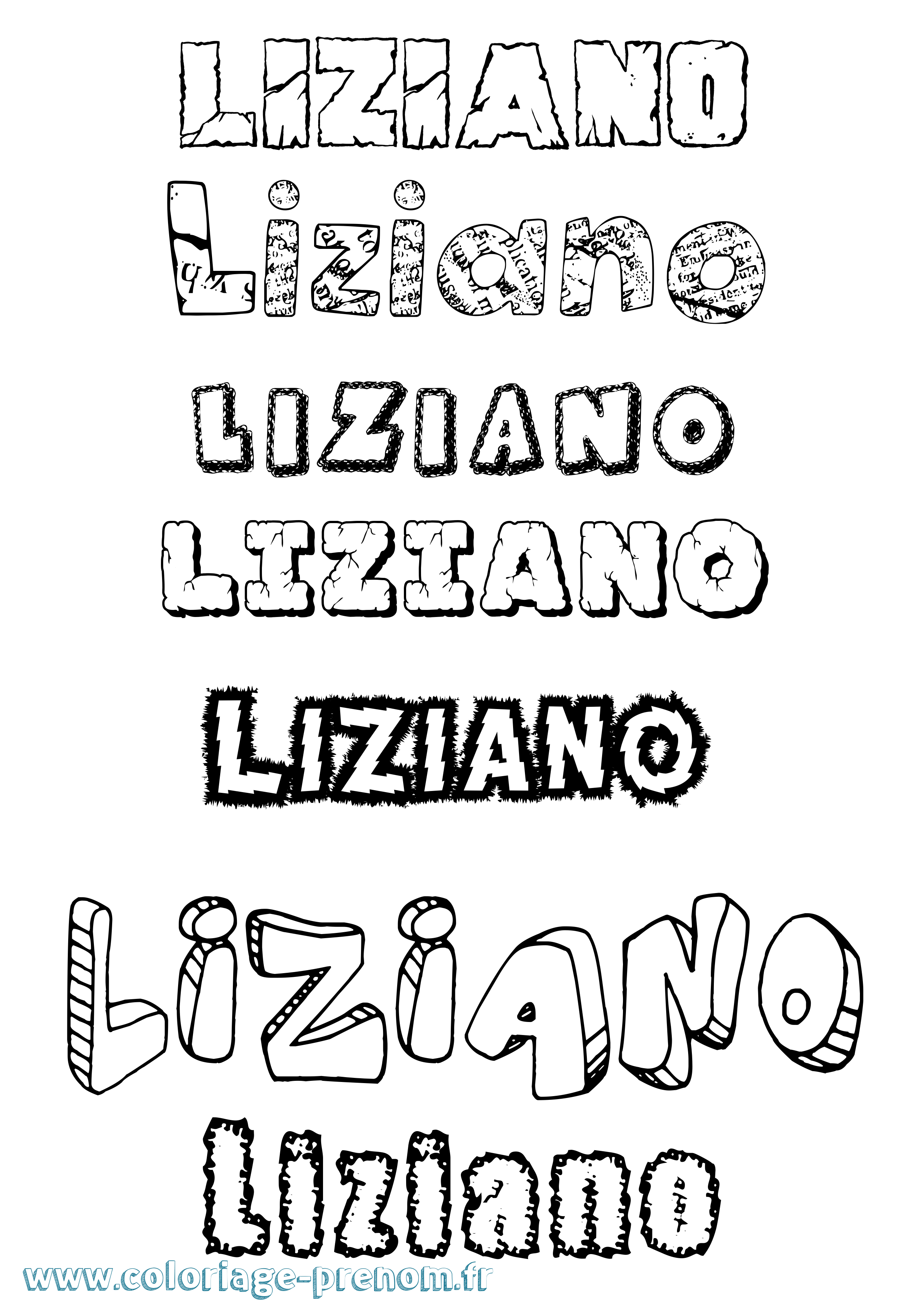 Coloriage Liziano Destructuré Coloriage prénom Liziano Destructuré