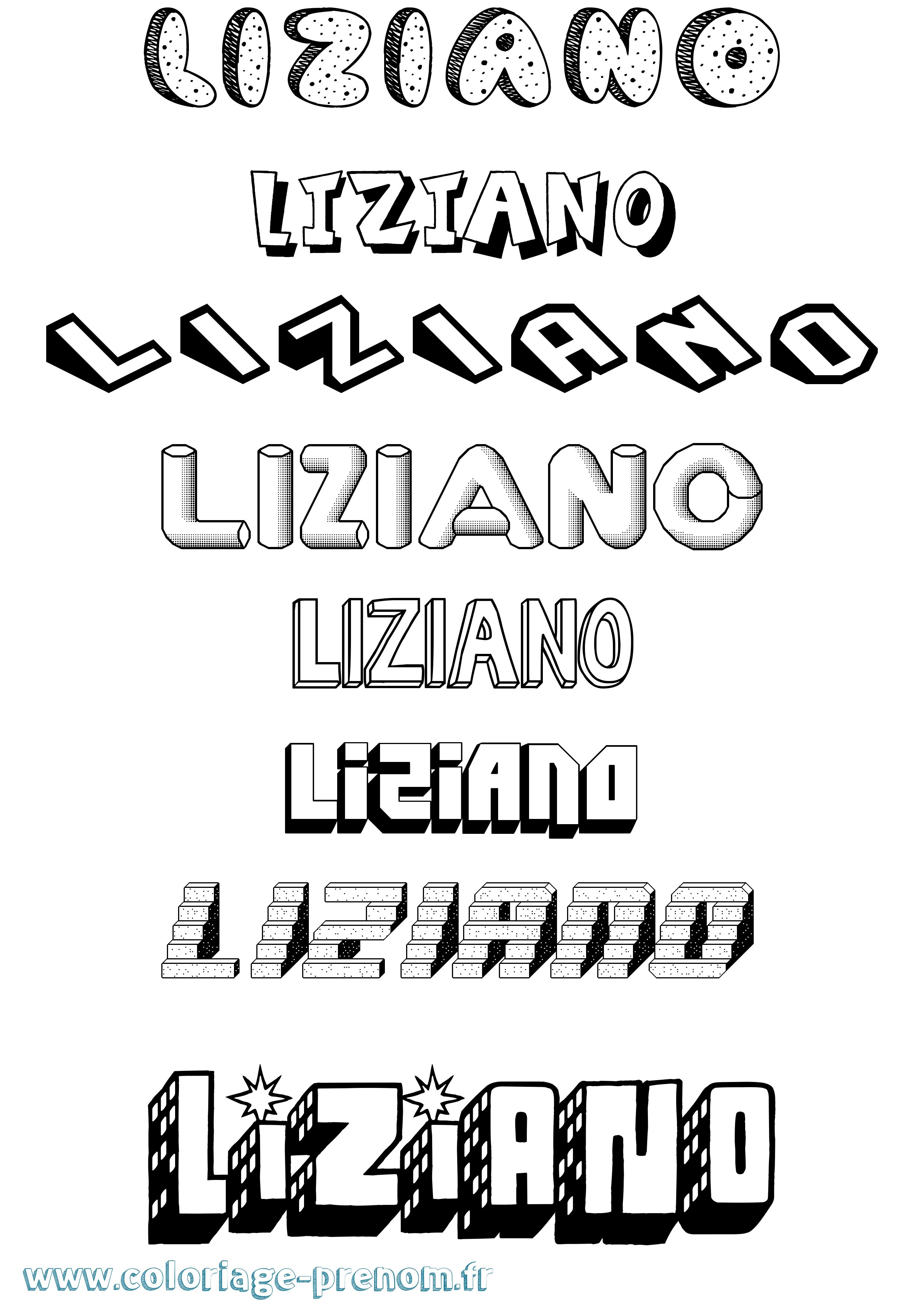 Coloriage Liziano Effet 3D Coloriage prénom Liziano Effet 3D