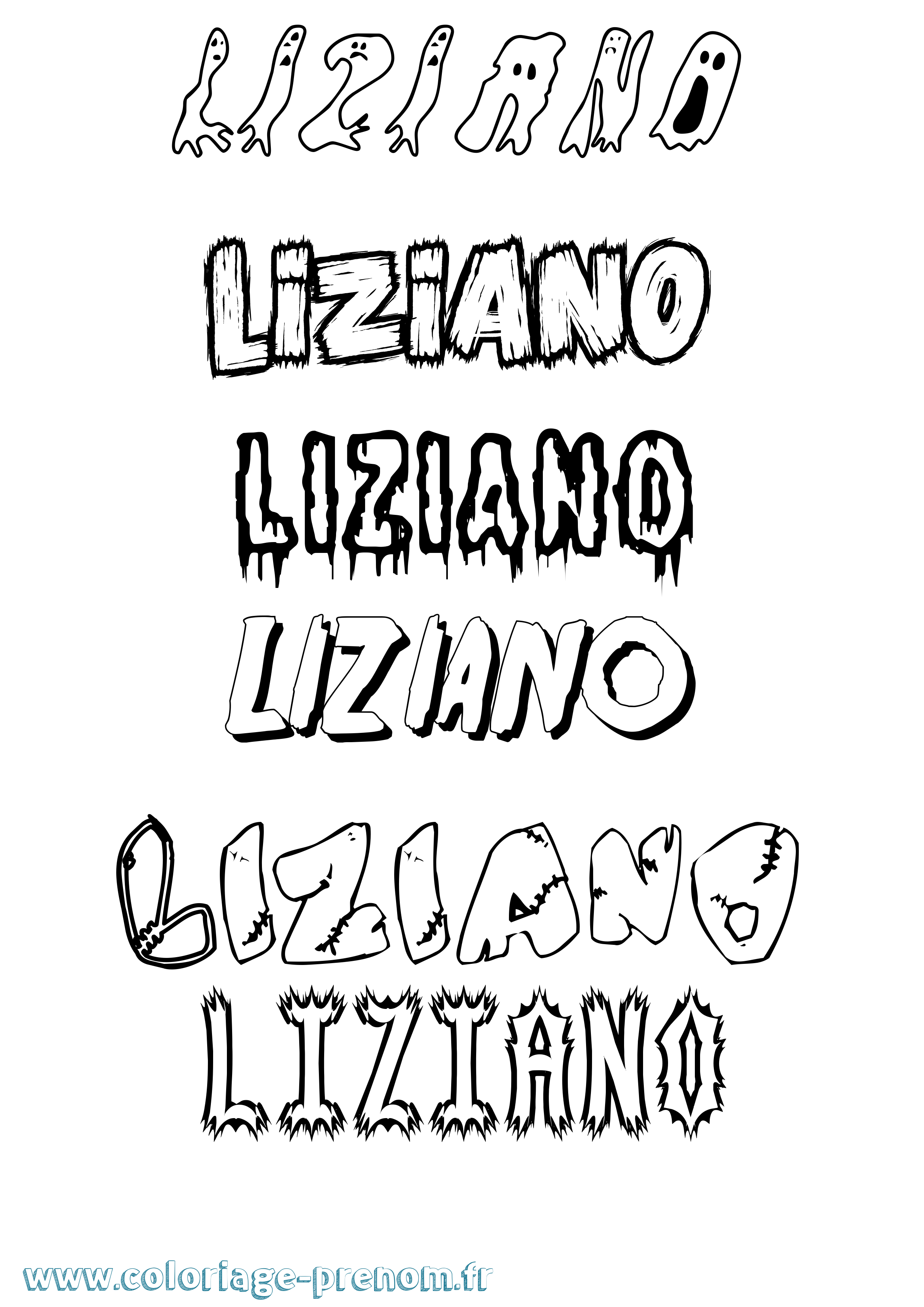 Coloriage Liziano Frisson Coloriage prénom Liziano Frisson