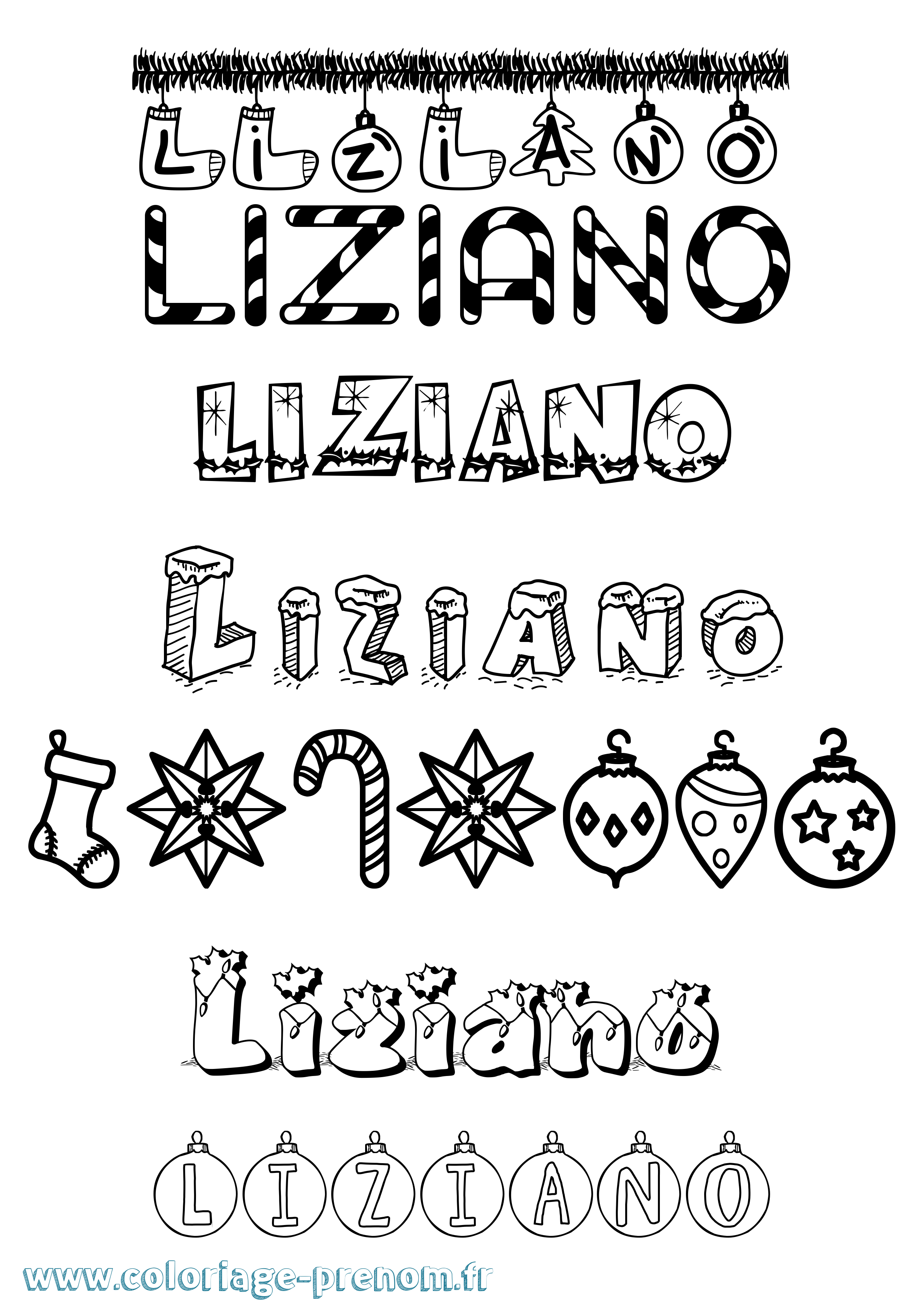 Coloriage Liziano Noël Coloriage prénom Liziano Noël