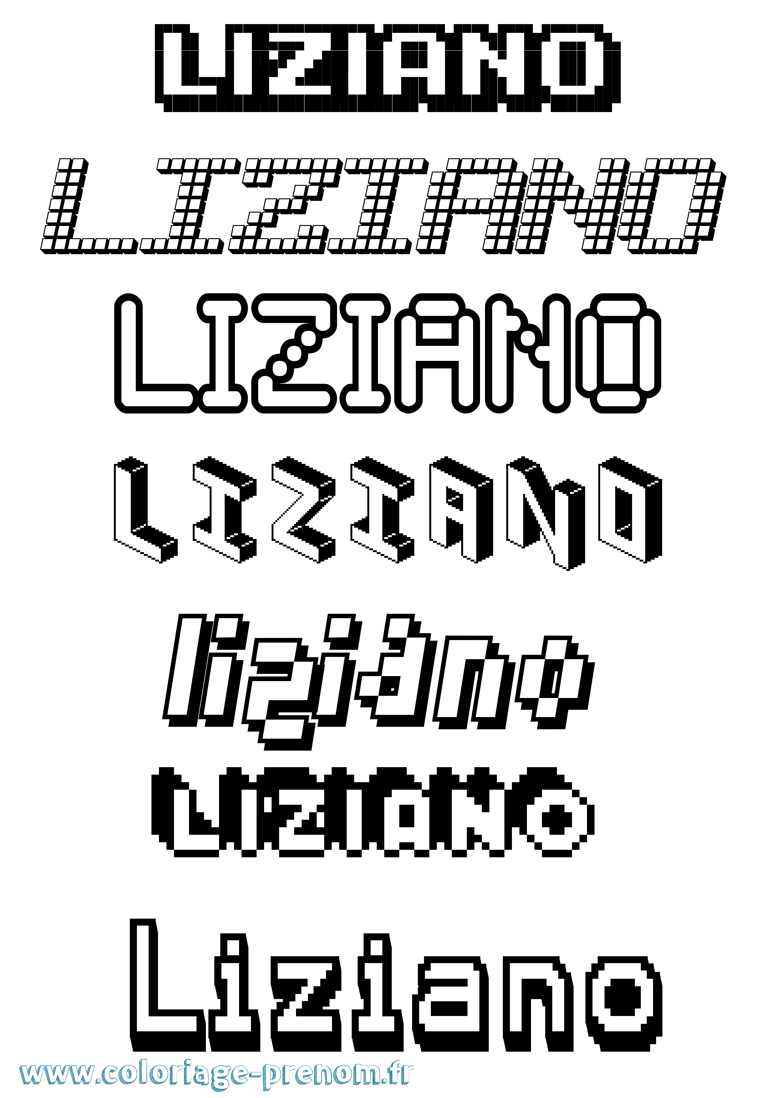 Coloriage Liziano Pixel Coloriage prénom Liziano Pixel