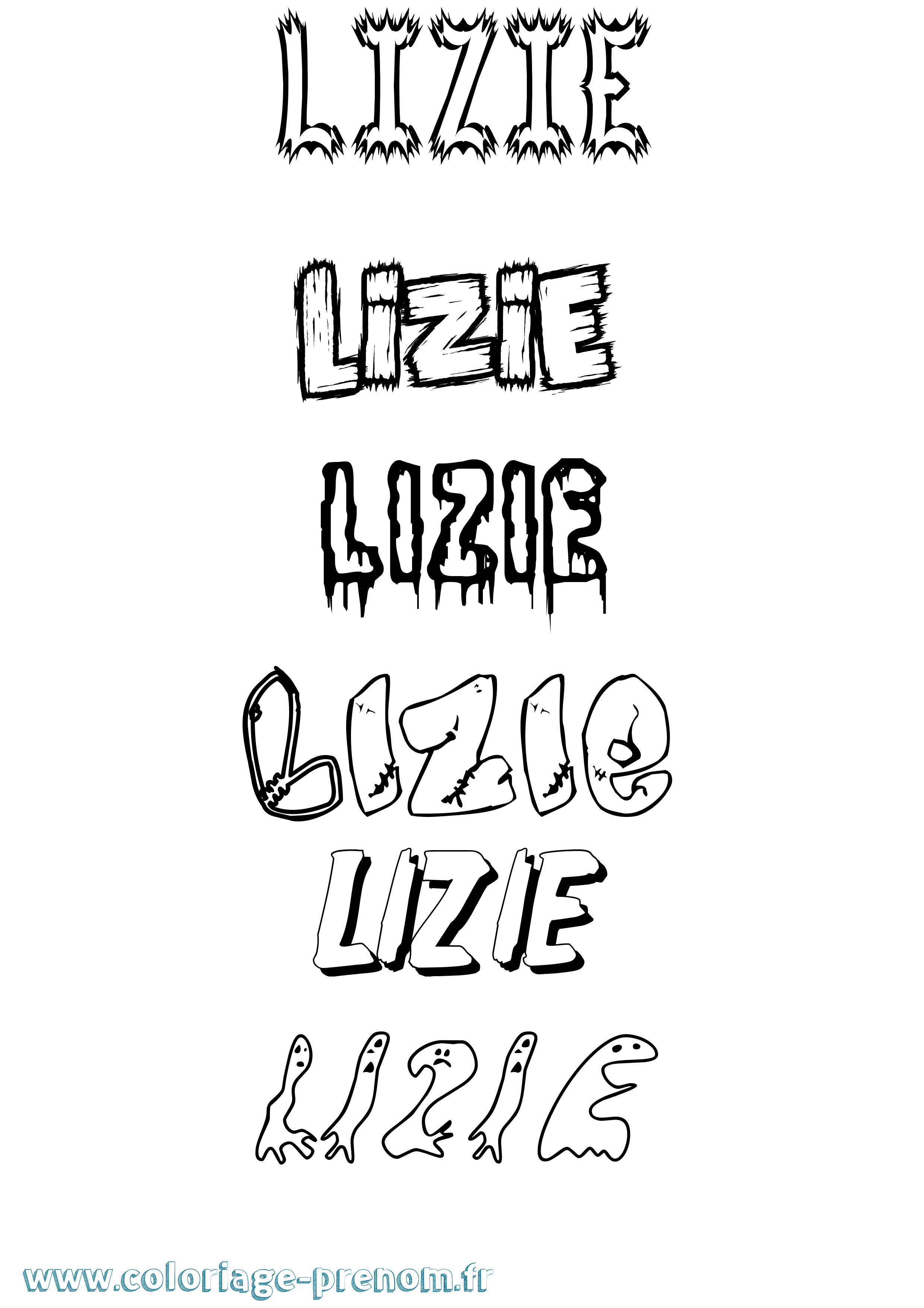 Coloriage Lizie Frisson Coloriage prénom Lizie Frisson
