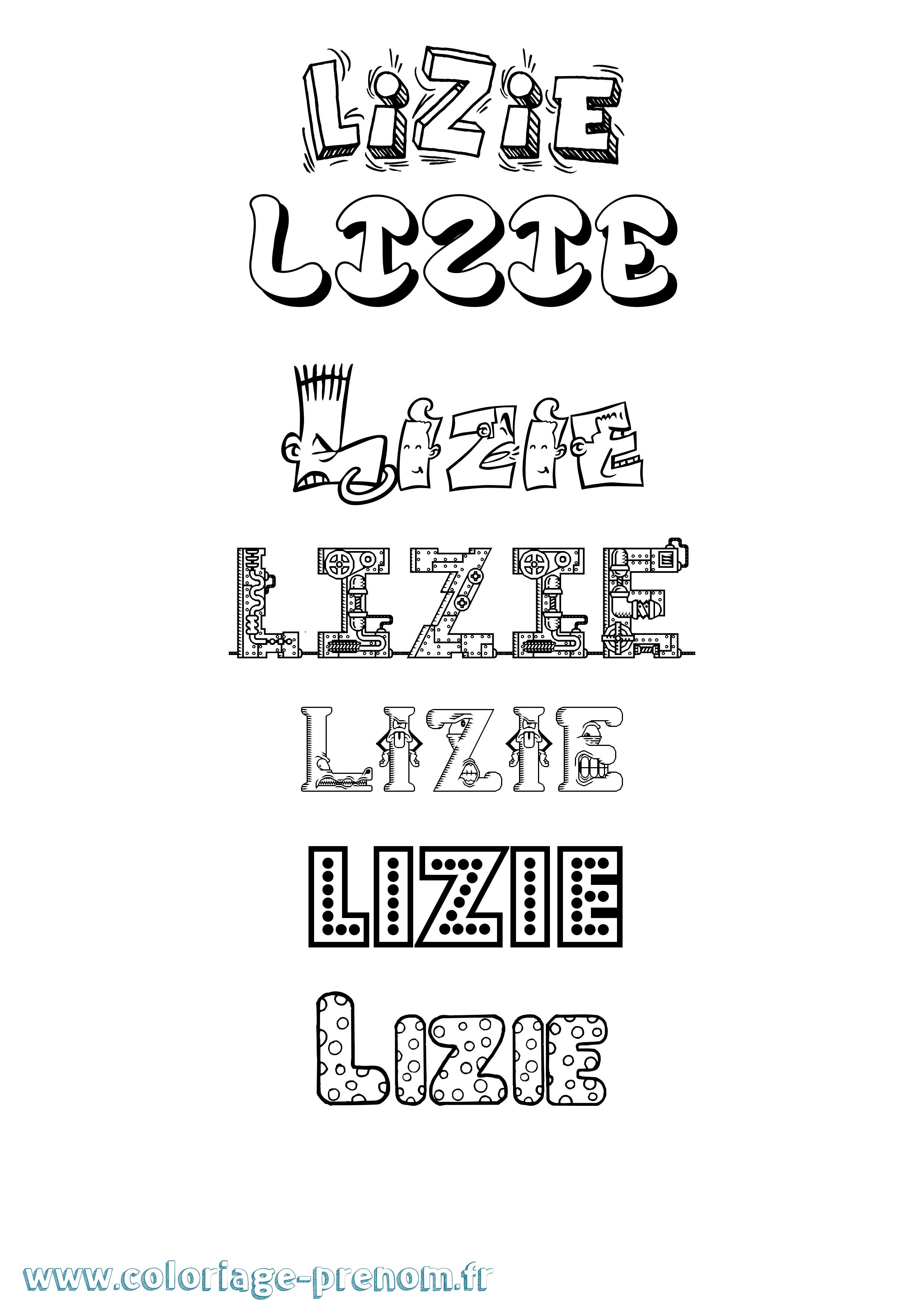 Coloriage Lizie Fun Coloriage prénom Lizie Fun