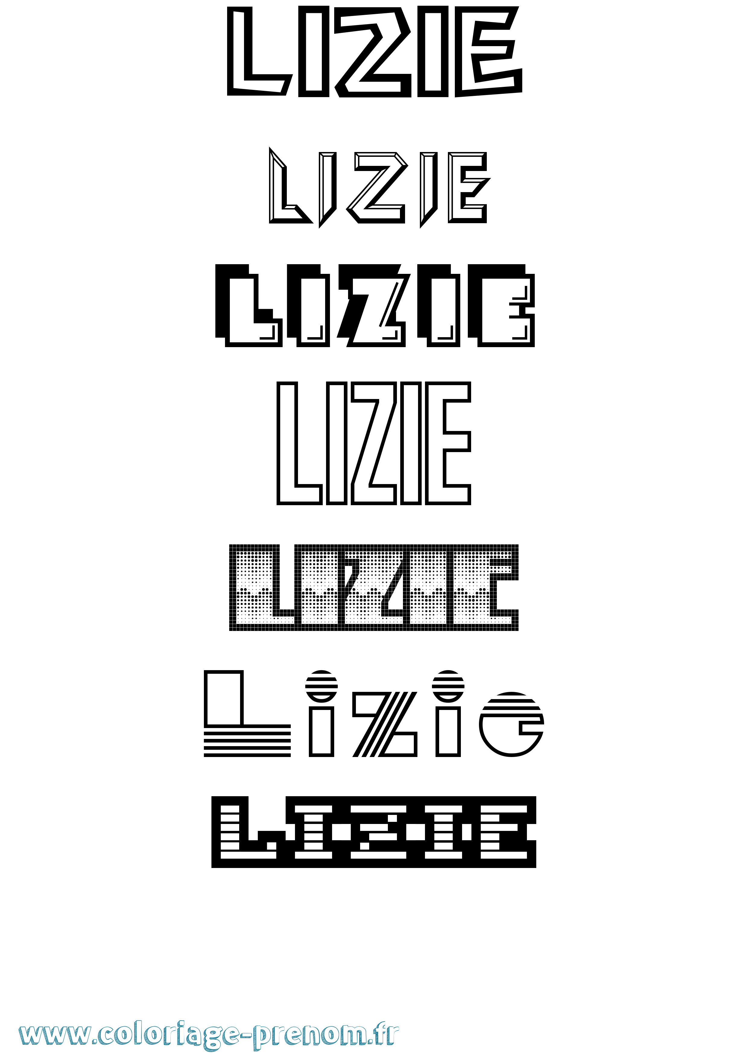 Coloriage Lizie Jeux Vidéos Coloriage prénom Lizie Jeux Vidéos