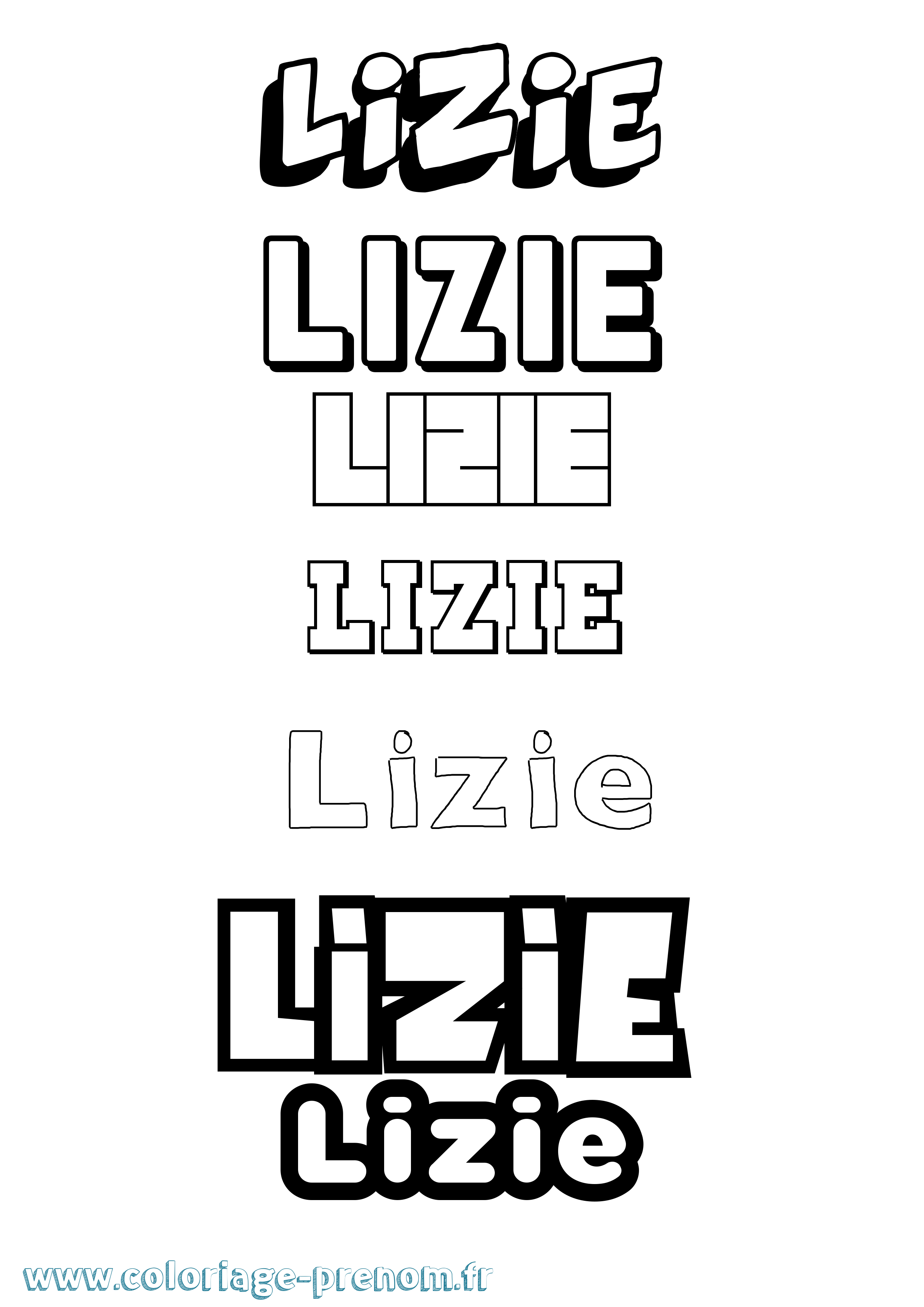 Coloriage Lizie Simple Coloriage prénom Lizie Simple