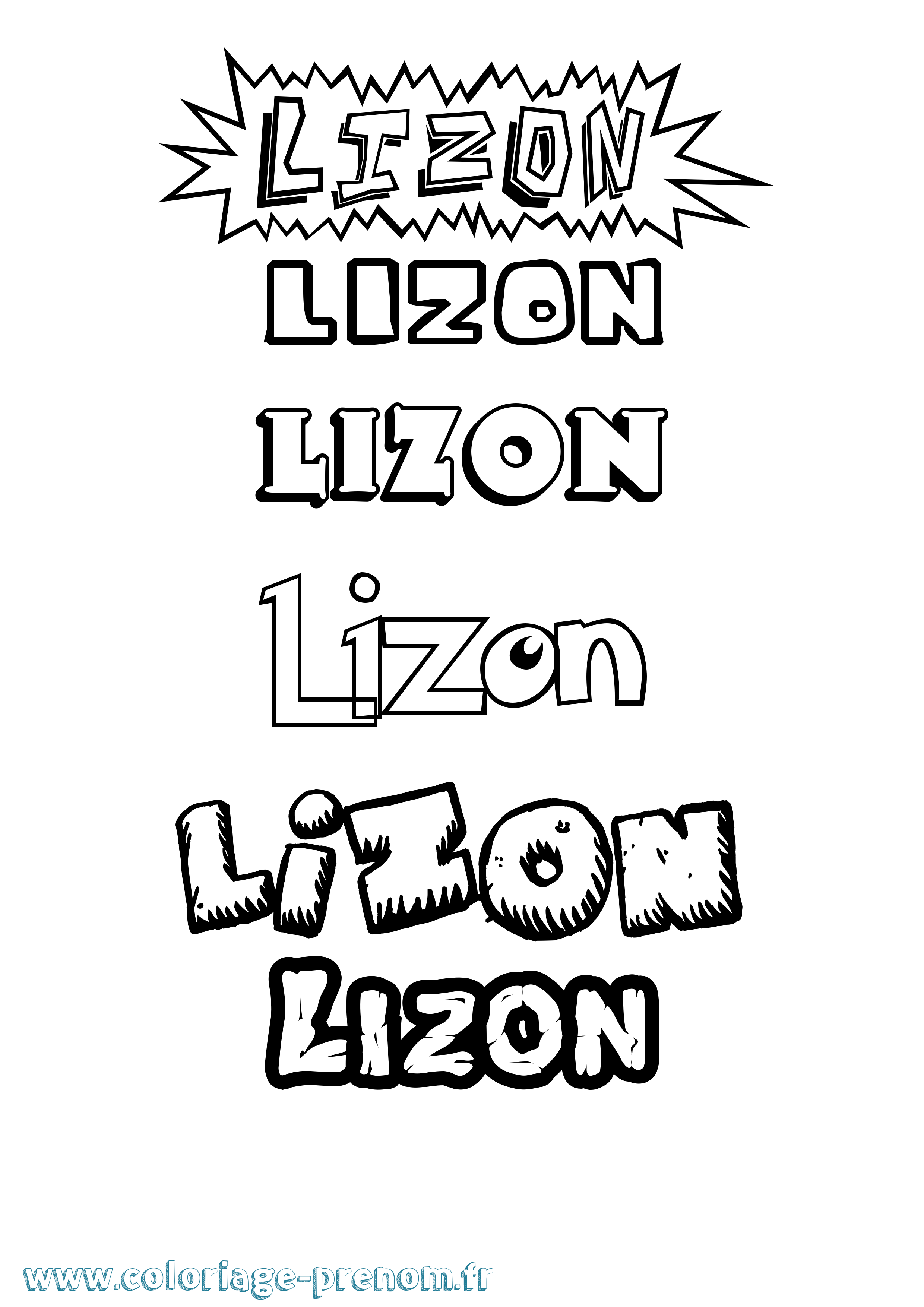 Coloriage Lizon Dessin Animé Coloriage prénom Lizon Dessin Animé