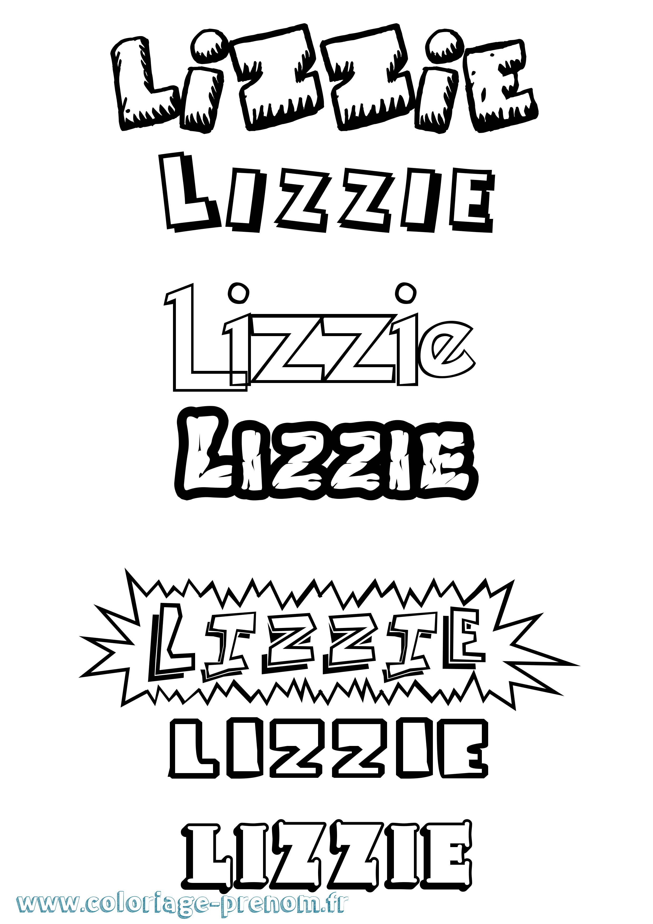 Coloriage Lizzie Dessin Animé Coloriage prénom Lizzie Dessin Animé