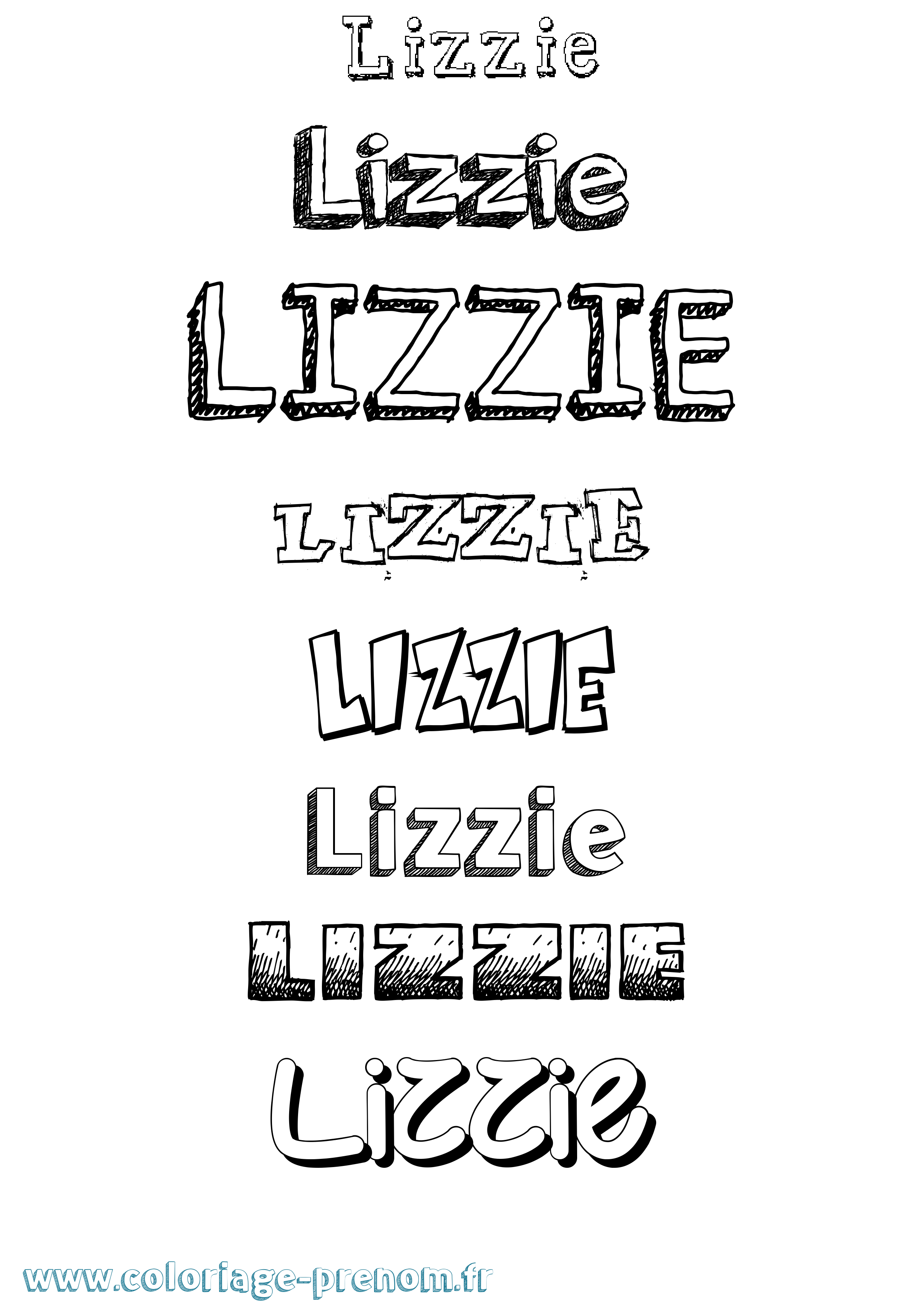 Coloriage Lizzie Dessiné Coloriage prénom Lizzie Dessiné