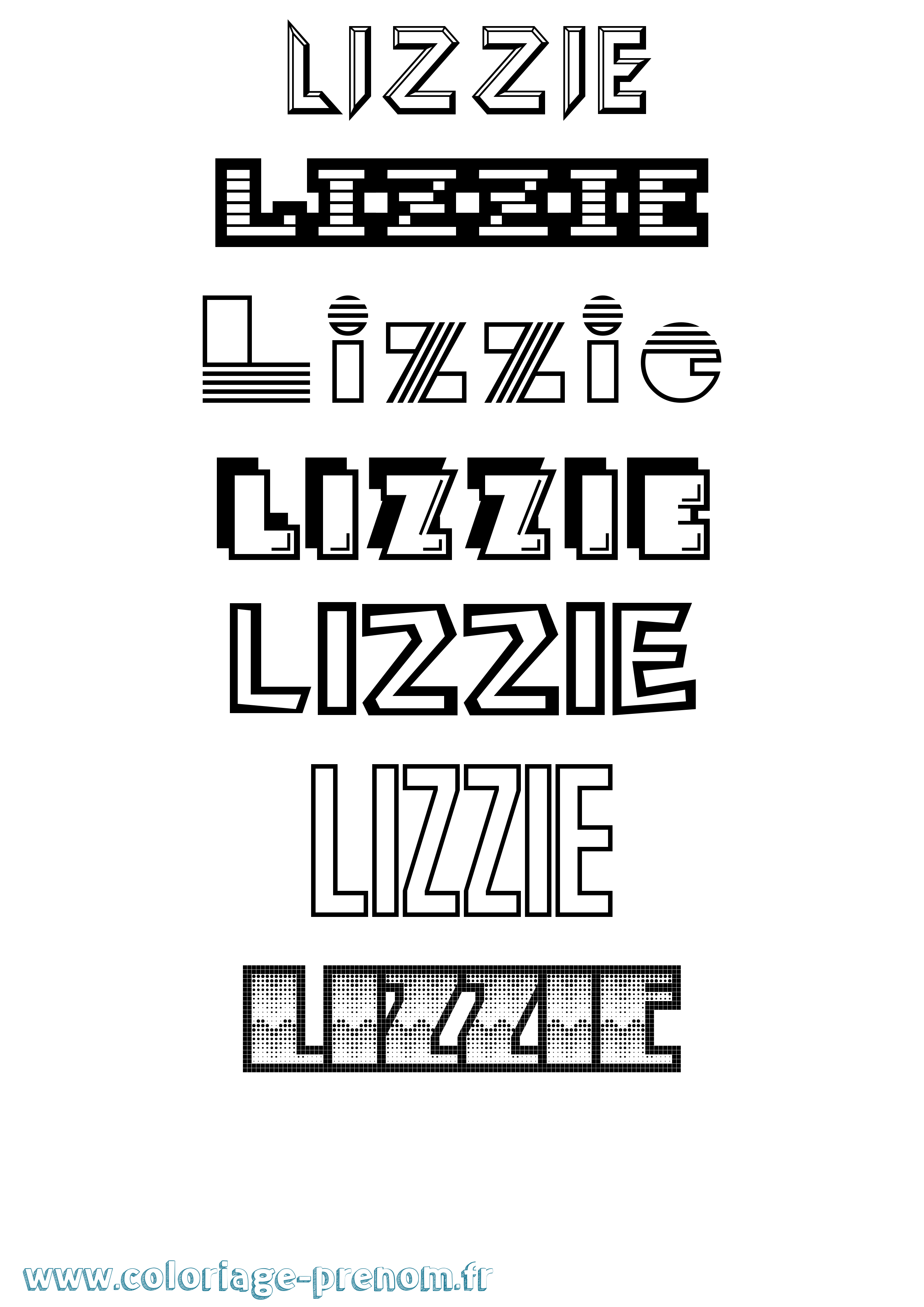Coloriage Lizzie Jeux Vidéos Coloriage prénom Lizzie Jeux Vidéos