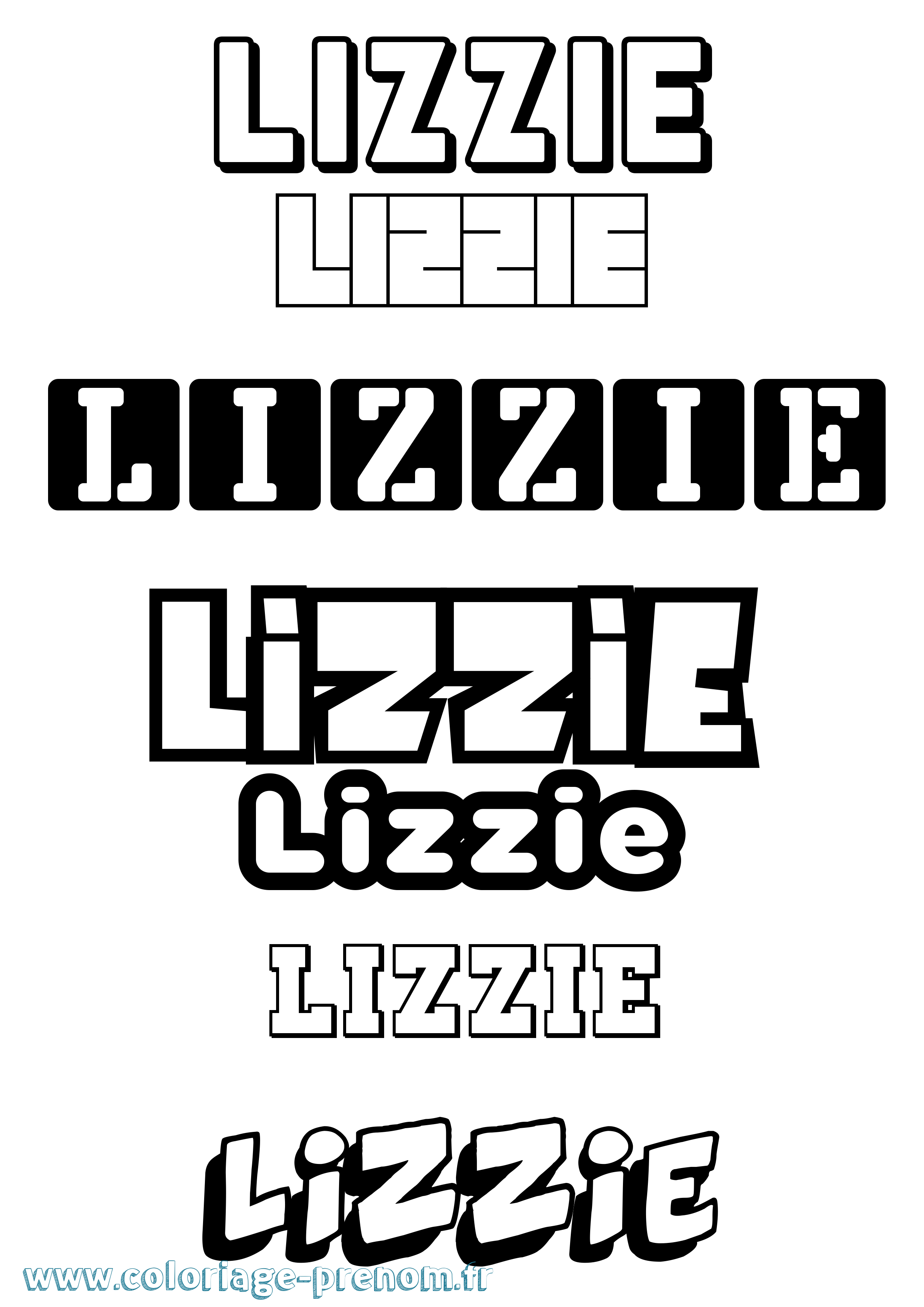 Coloriage Lizzie Simple Coloriage prénom Lizzie Simple