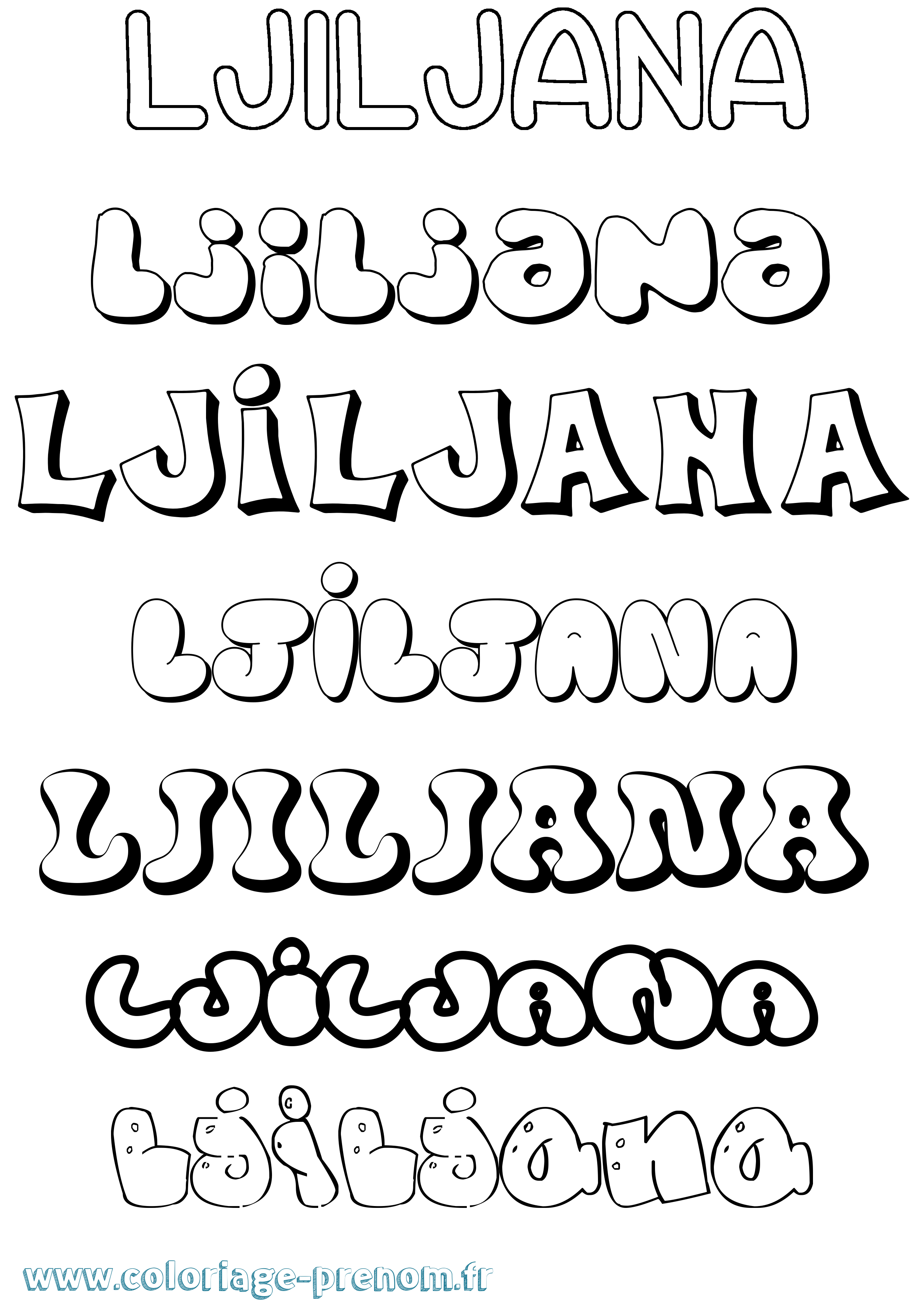 Coloriage Ljiljana Bubble Coloriage prénom Ljiljana Bubble