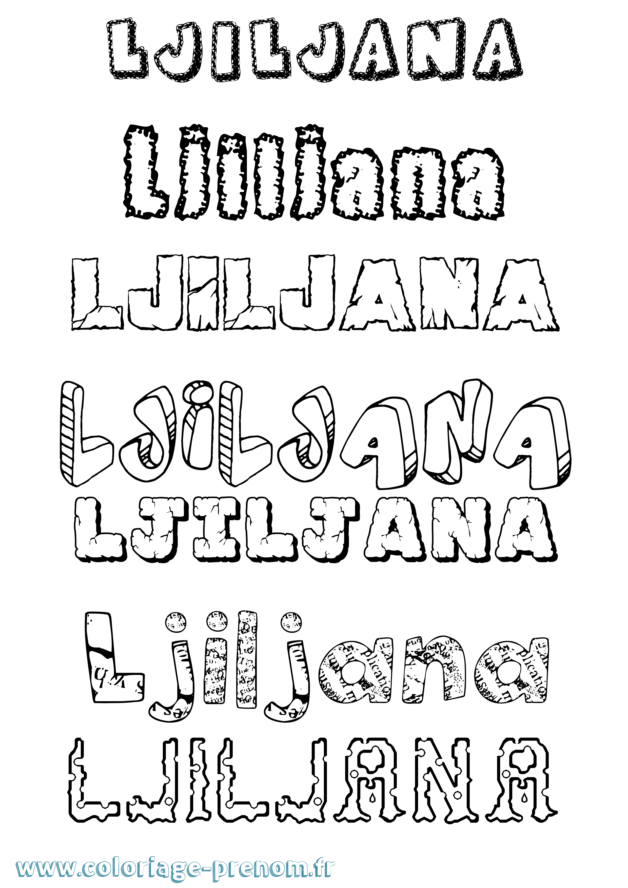 Coloriage Ljiljana Destructuré Coloriage prénom Ljiljana Destructuré