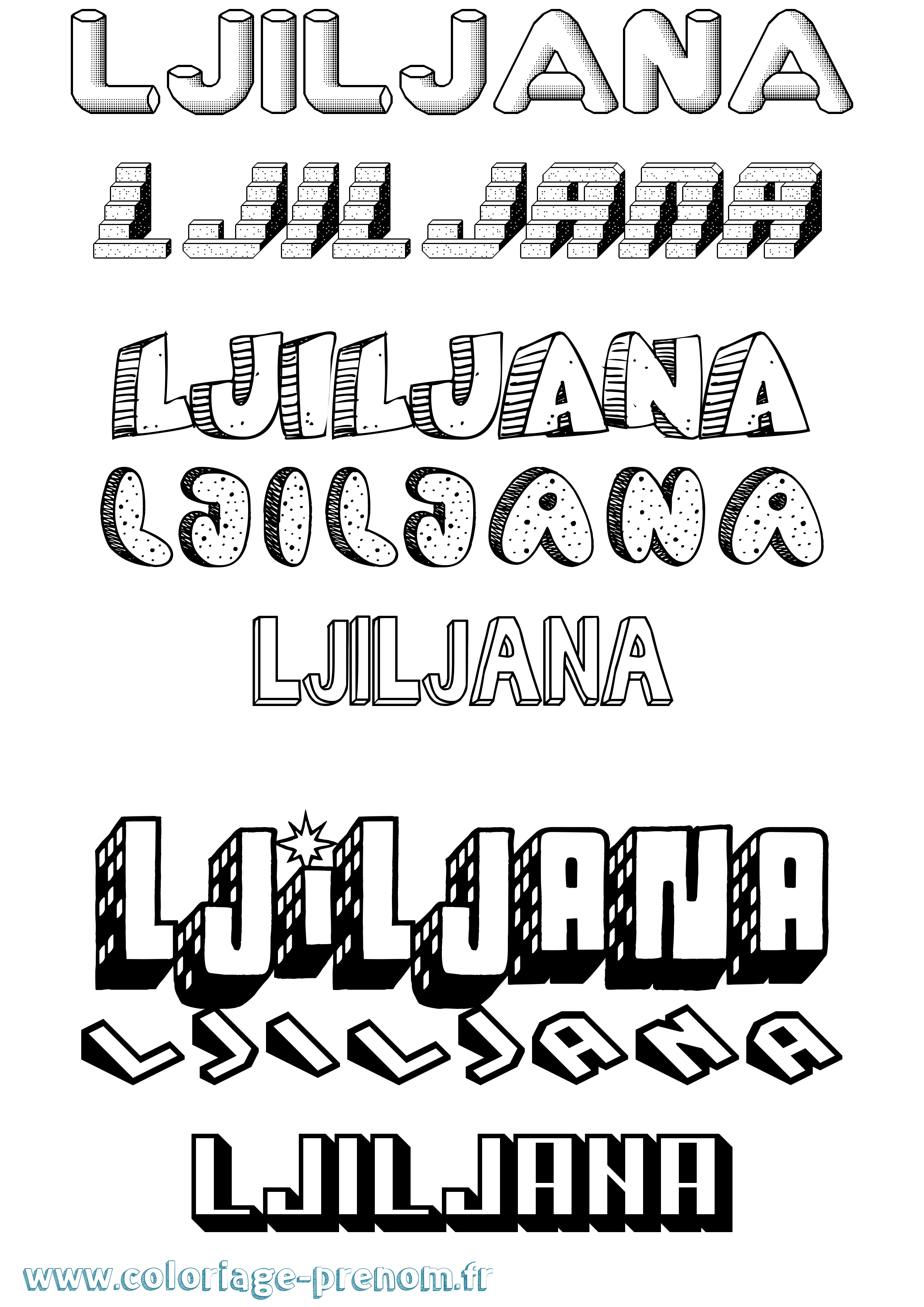 Coloriage Ljiljana Effet 3D Coloriage prénom Ljiljana Effet 3D