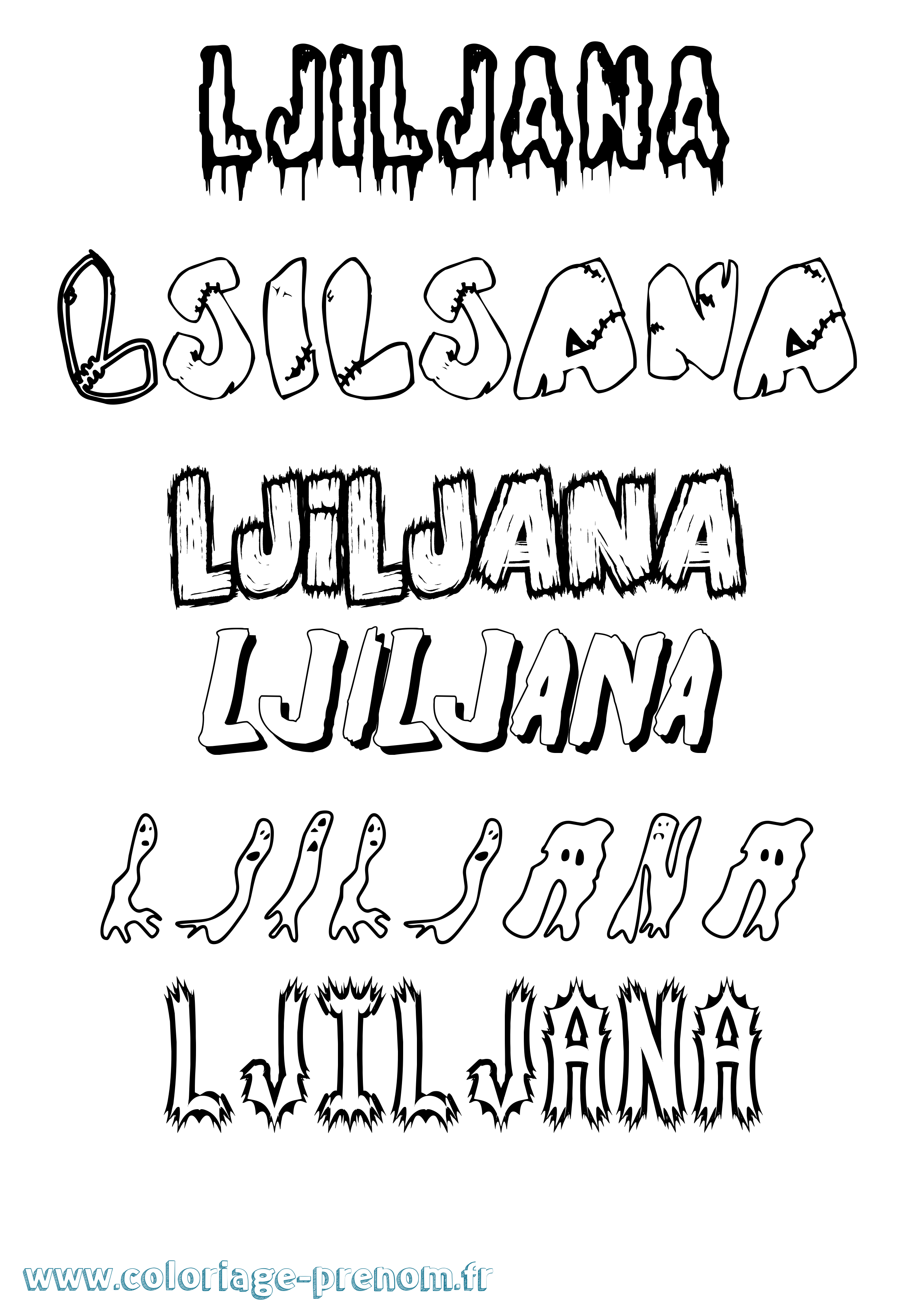 Coloriage Ljiljana Frisson Coloriage prénom Ljiljana Frisson