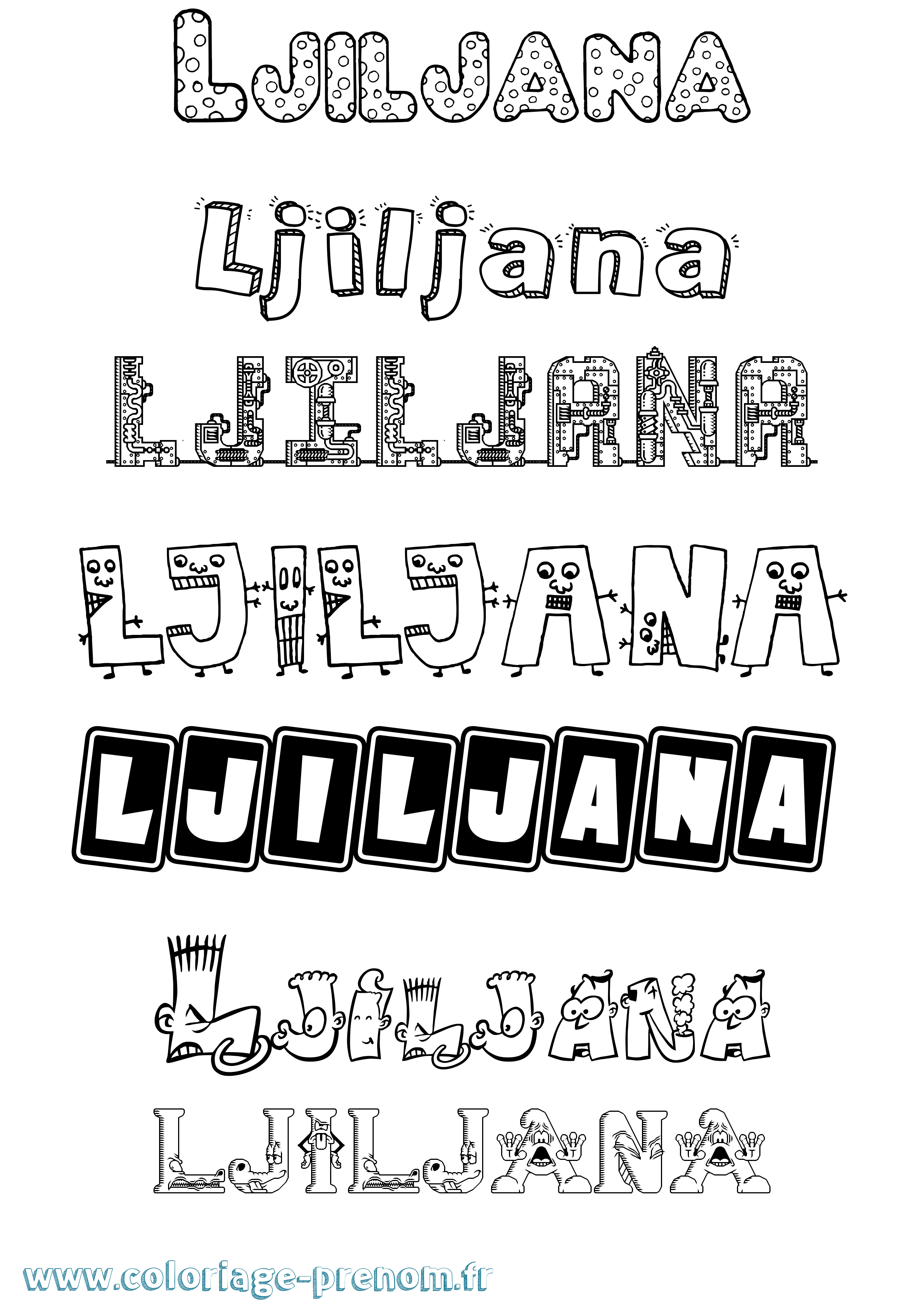 Coloriage Ljiljana Fun Coloriage prénom Ljiljana Fun