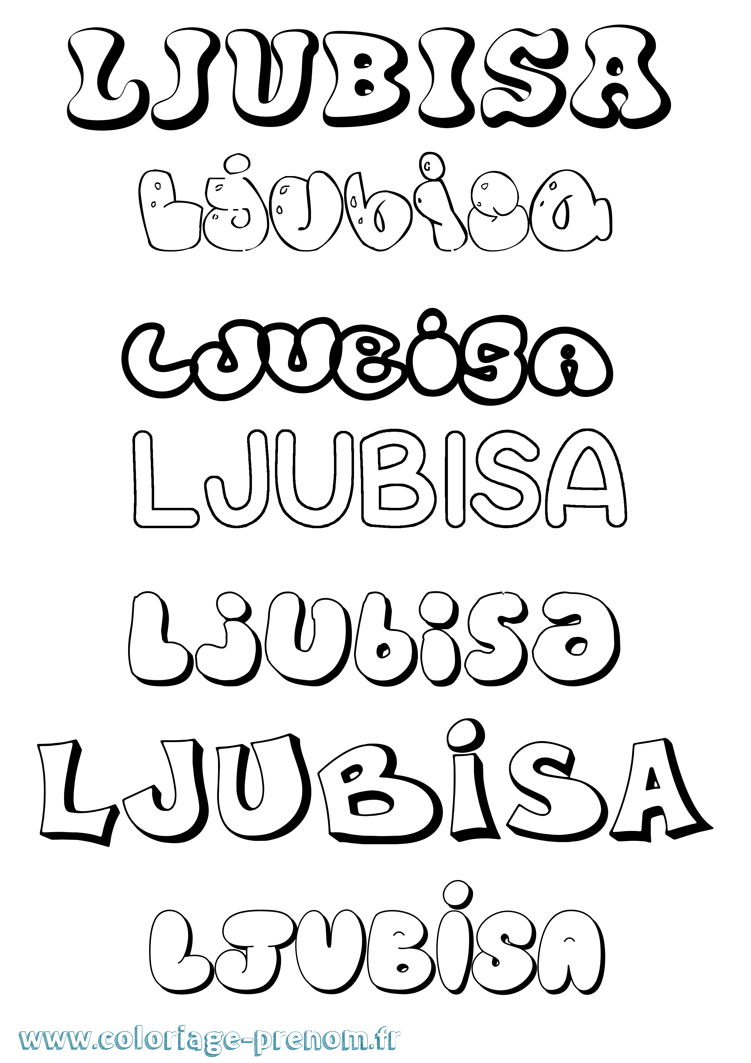 Coloriage Ljubisa Bubble Coloriage prénom Ljubisa Bubble
