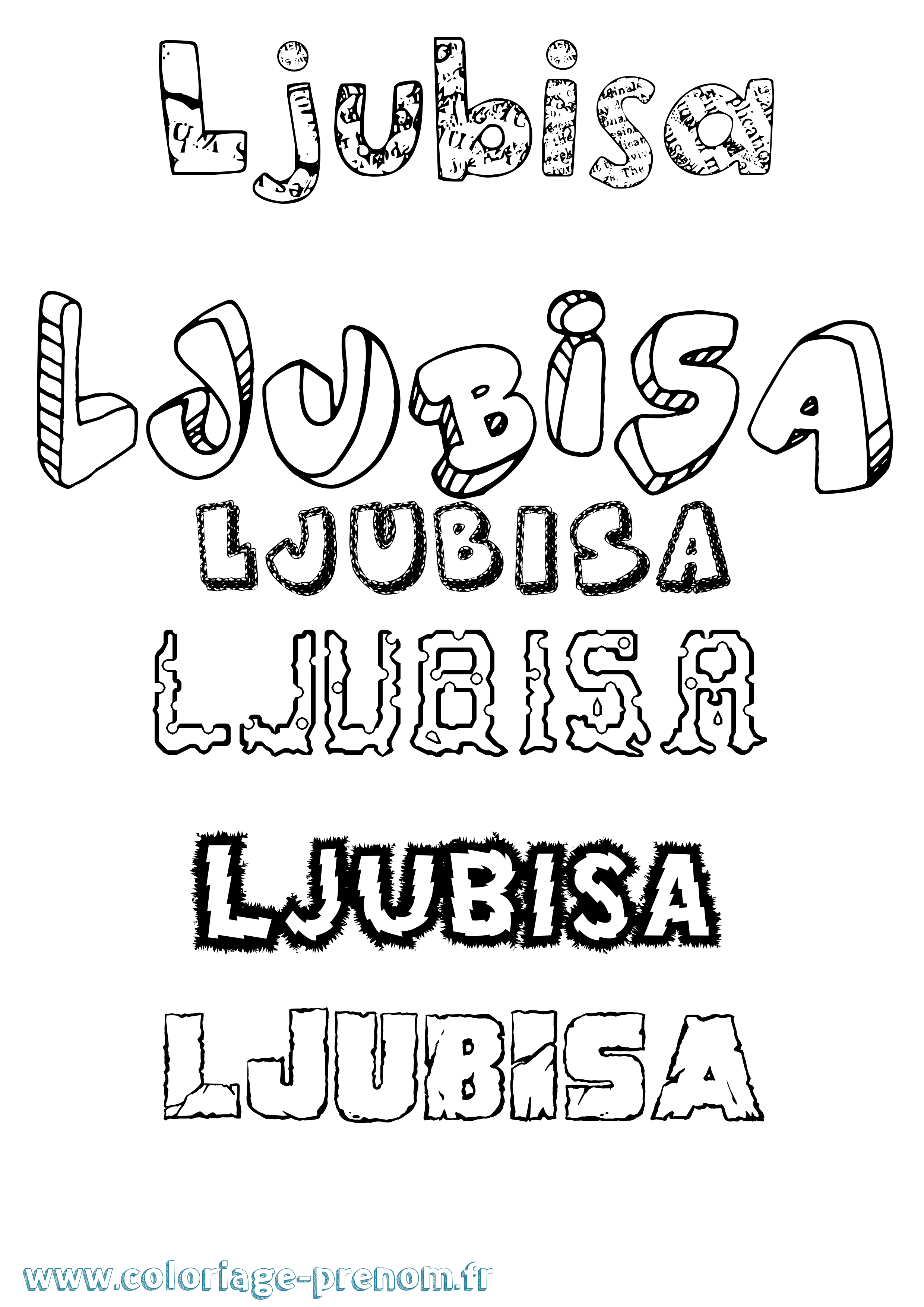 Coloriage Ljubisa Destructuré Coloriage prénom Ljubisa Destructuré