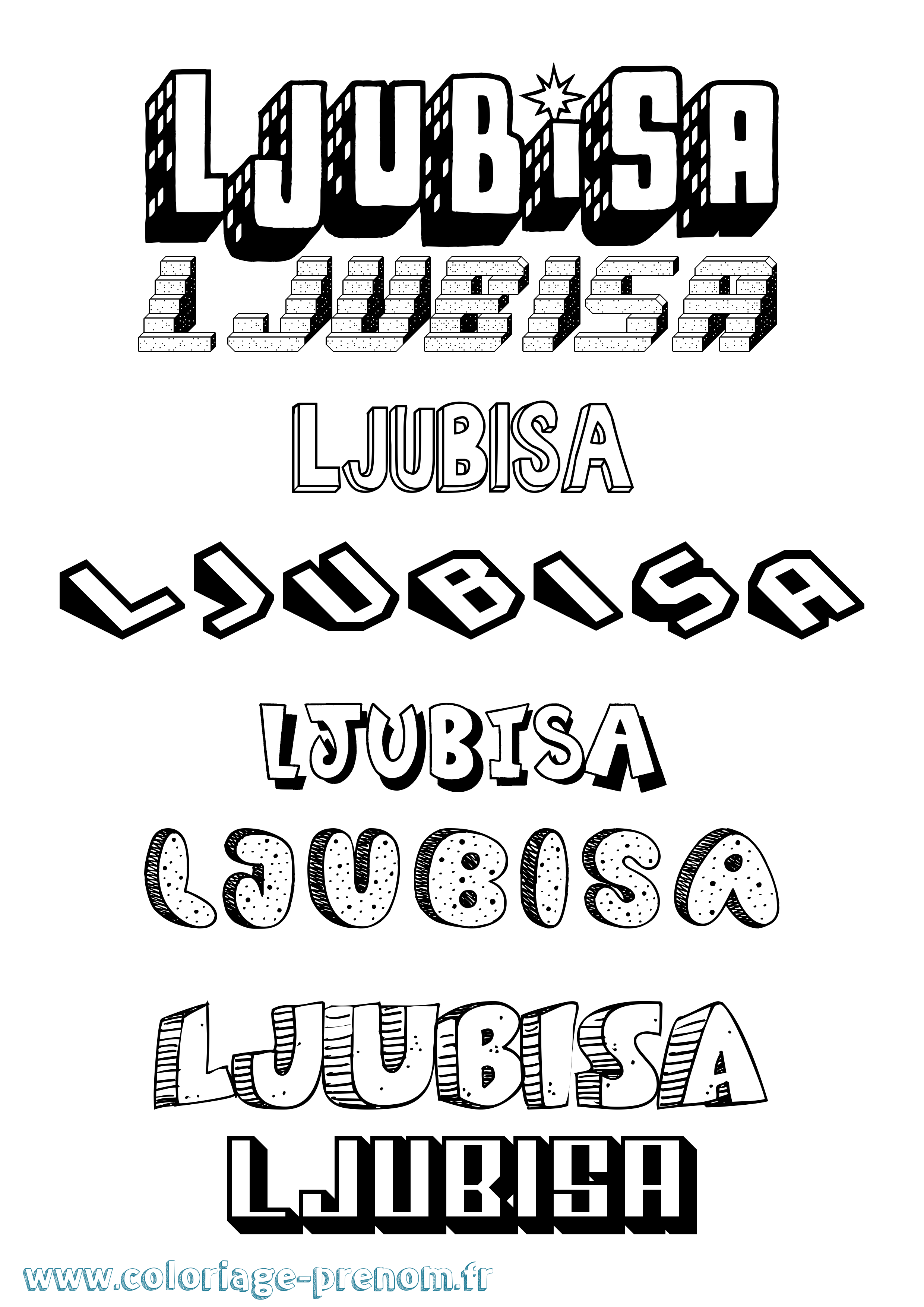 Coloriage Ljubisa Effet 3D Coloriage prénom Ljubisa Effet 3D