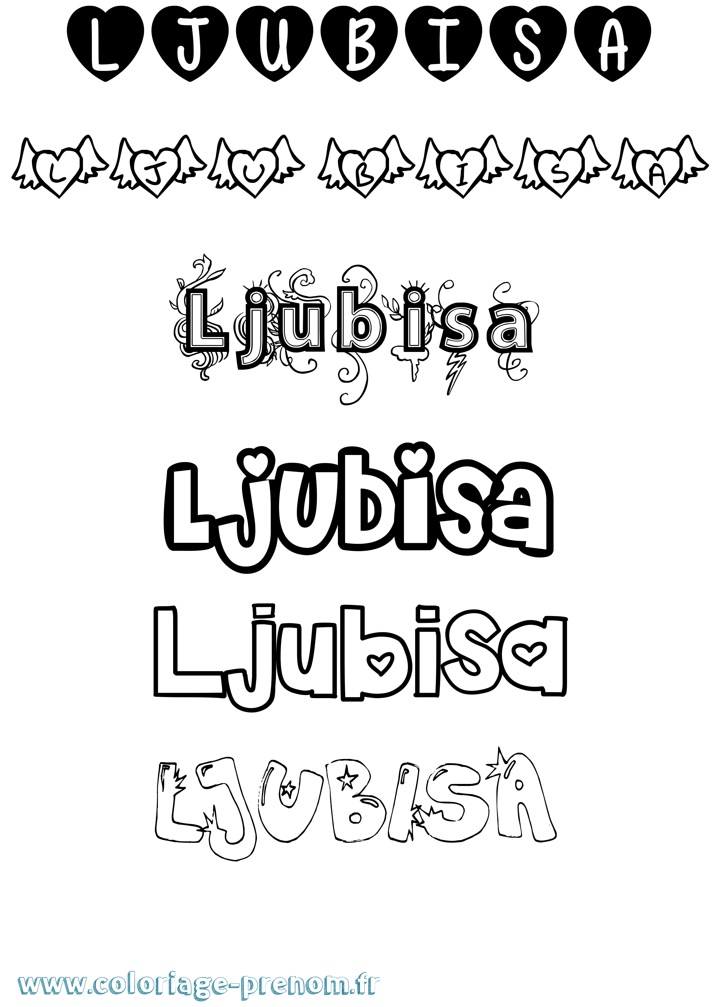 Coloriage Ljubisa Girly Coloriage prénom Ljubisa Girly