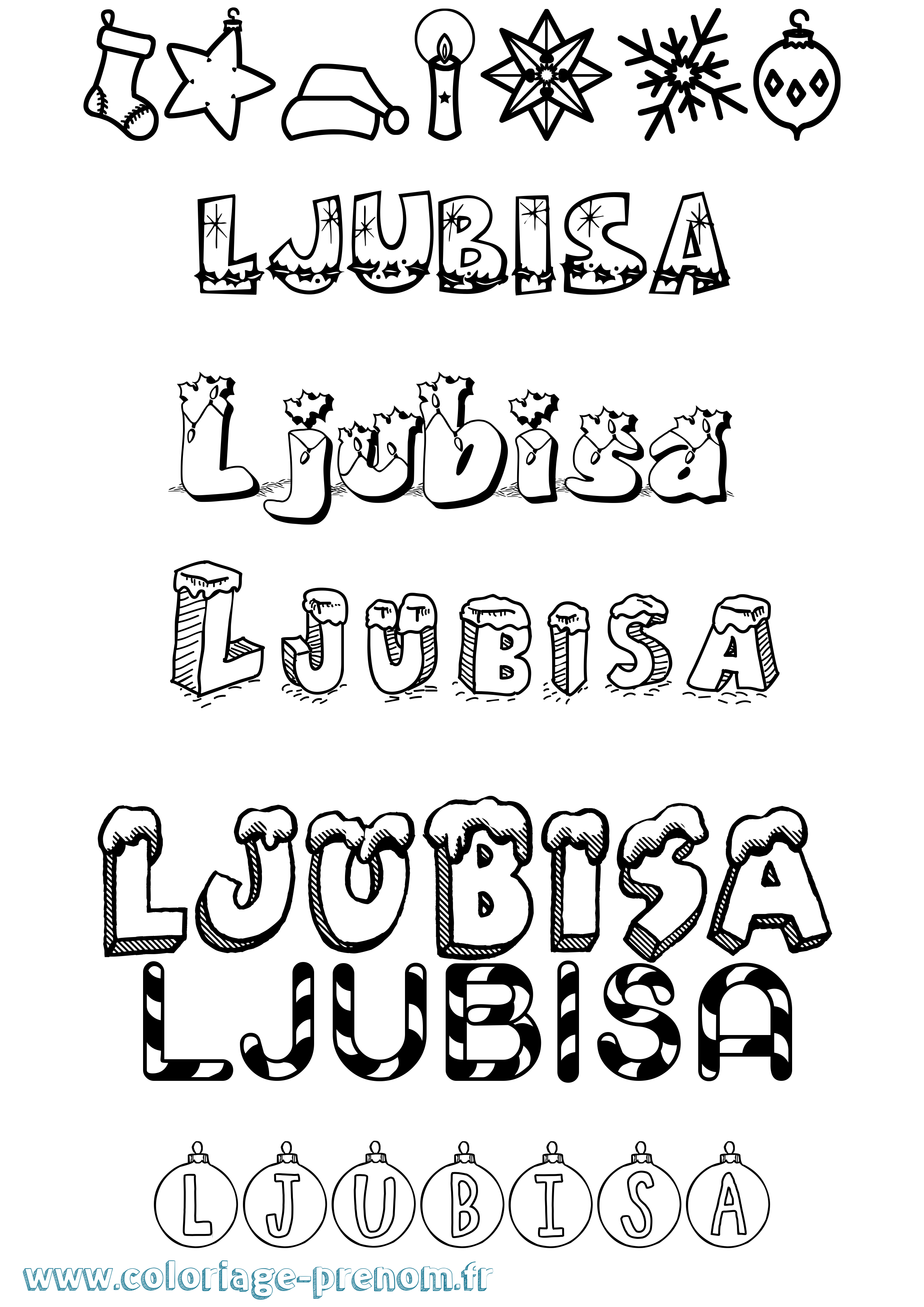 Coloriage Ljubisa Noël Coloriage prénom Ljubisa Noël