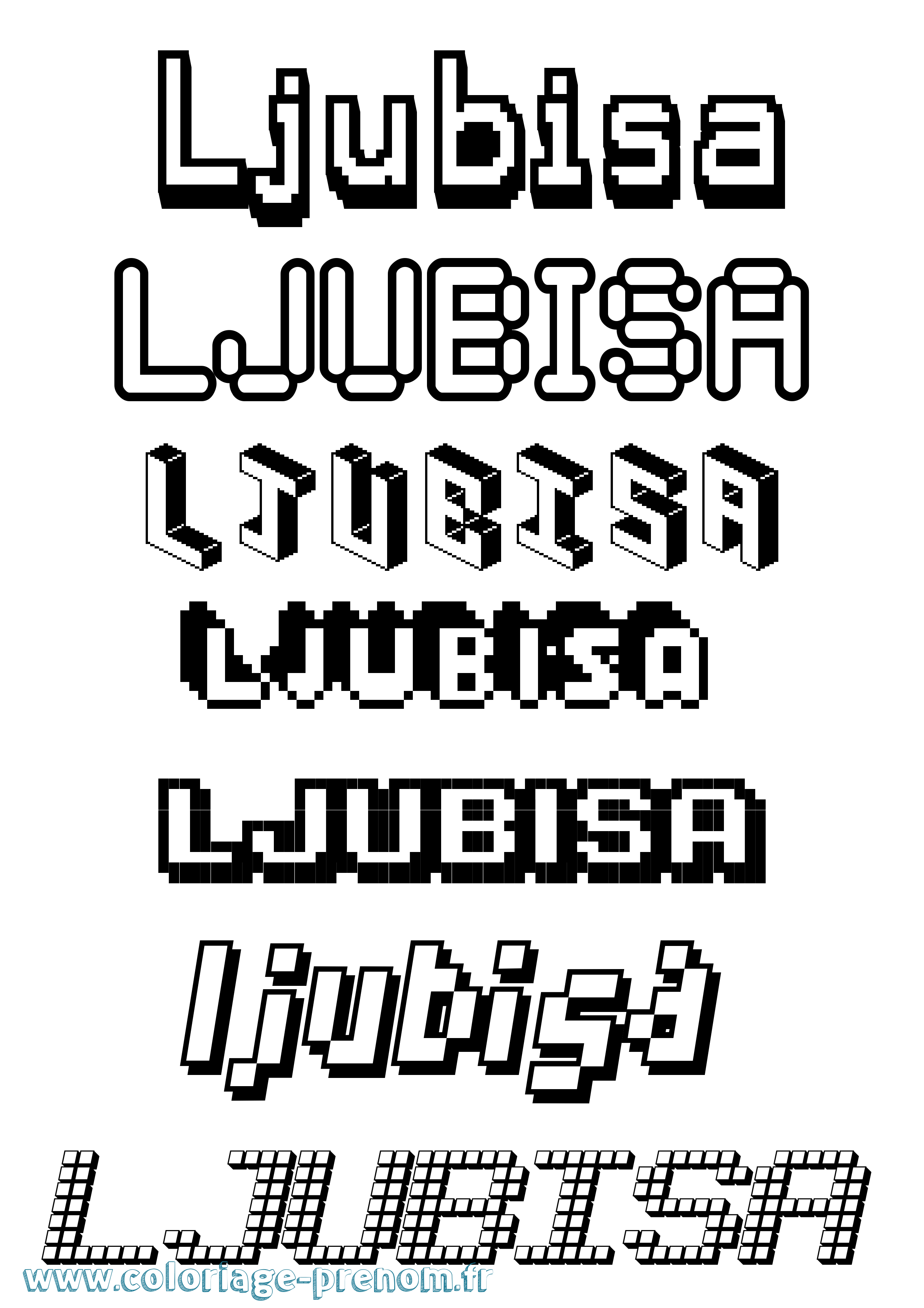 Coloriage Ljubisa Pixel Coloriage prénom Ljubisa Pixel