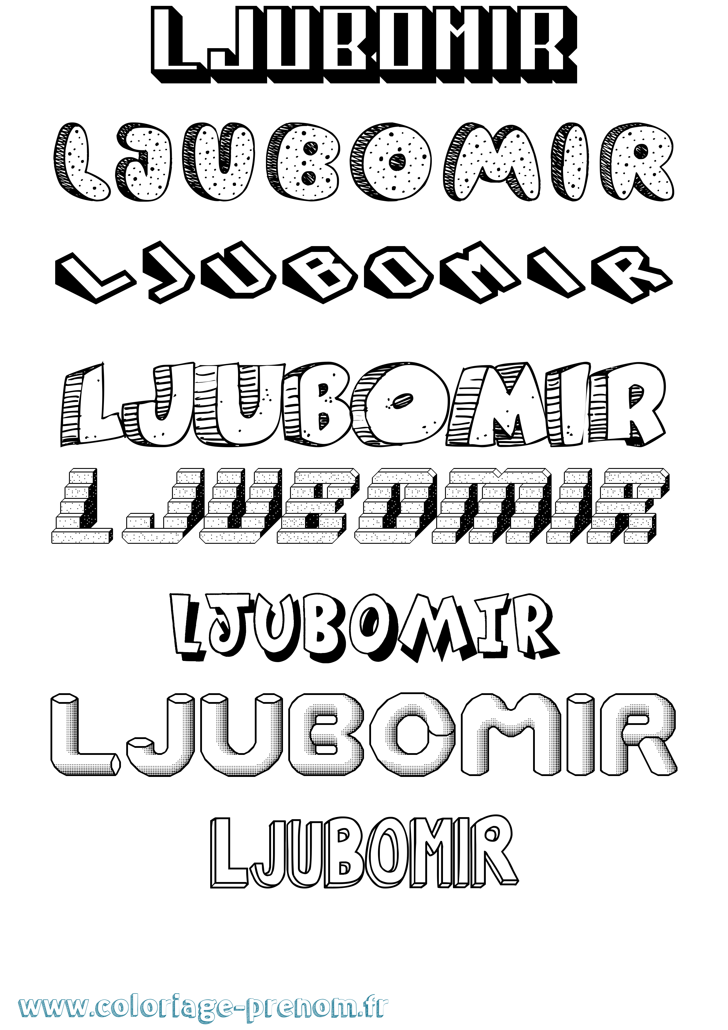 Coloriage Ljubomir Effet 3D Coloriage prénom Ljubomir Effet 3D