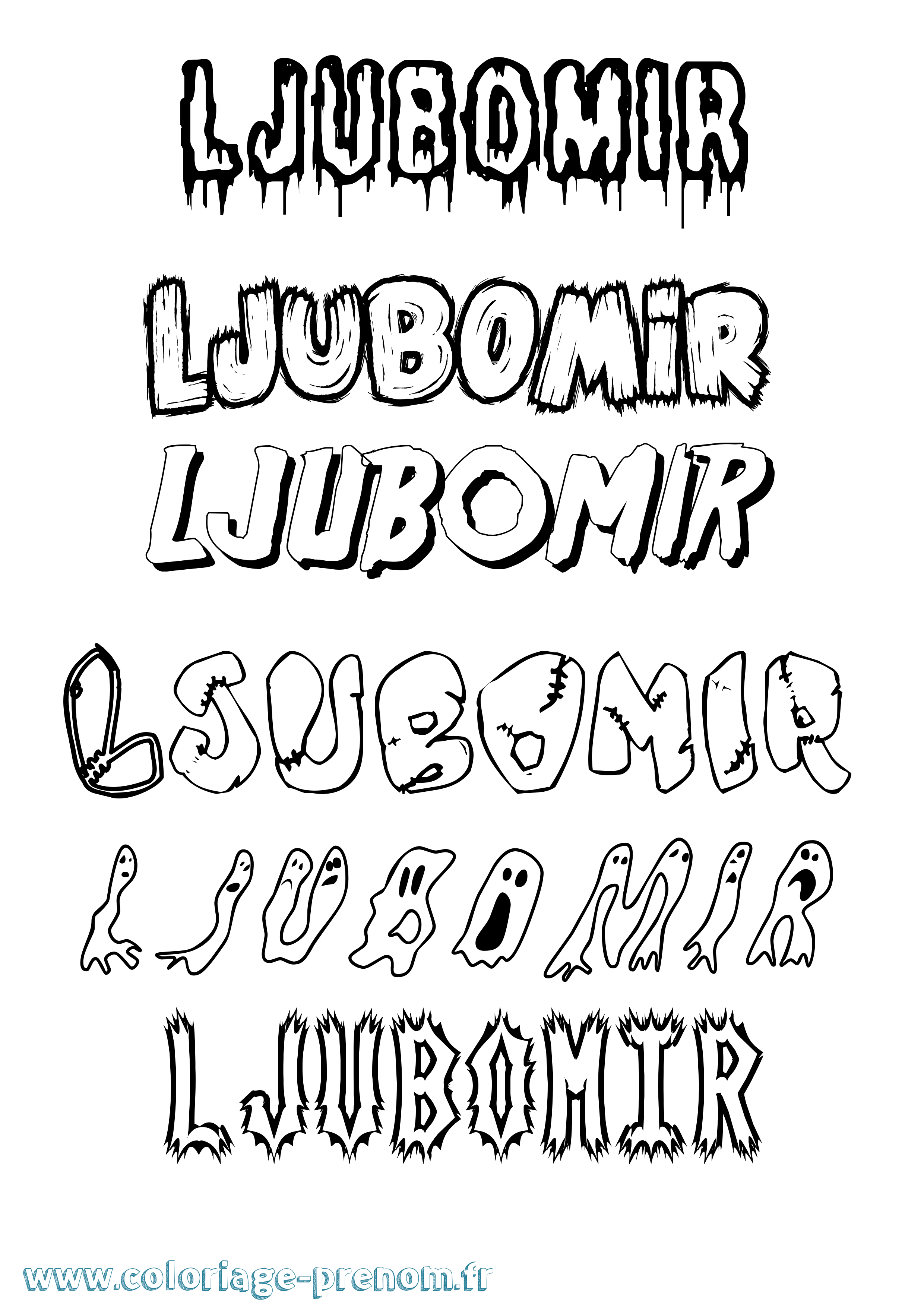 Coloriage Ljubomir Frisson Coloriage prénom Ljubomir Frisson