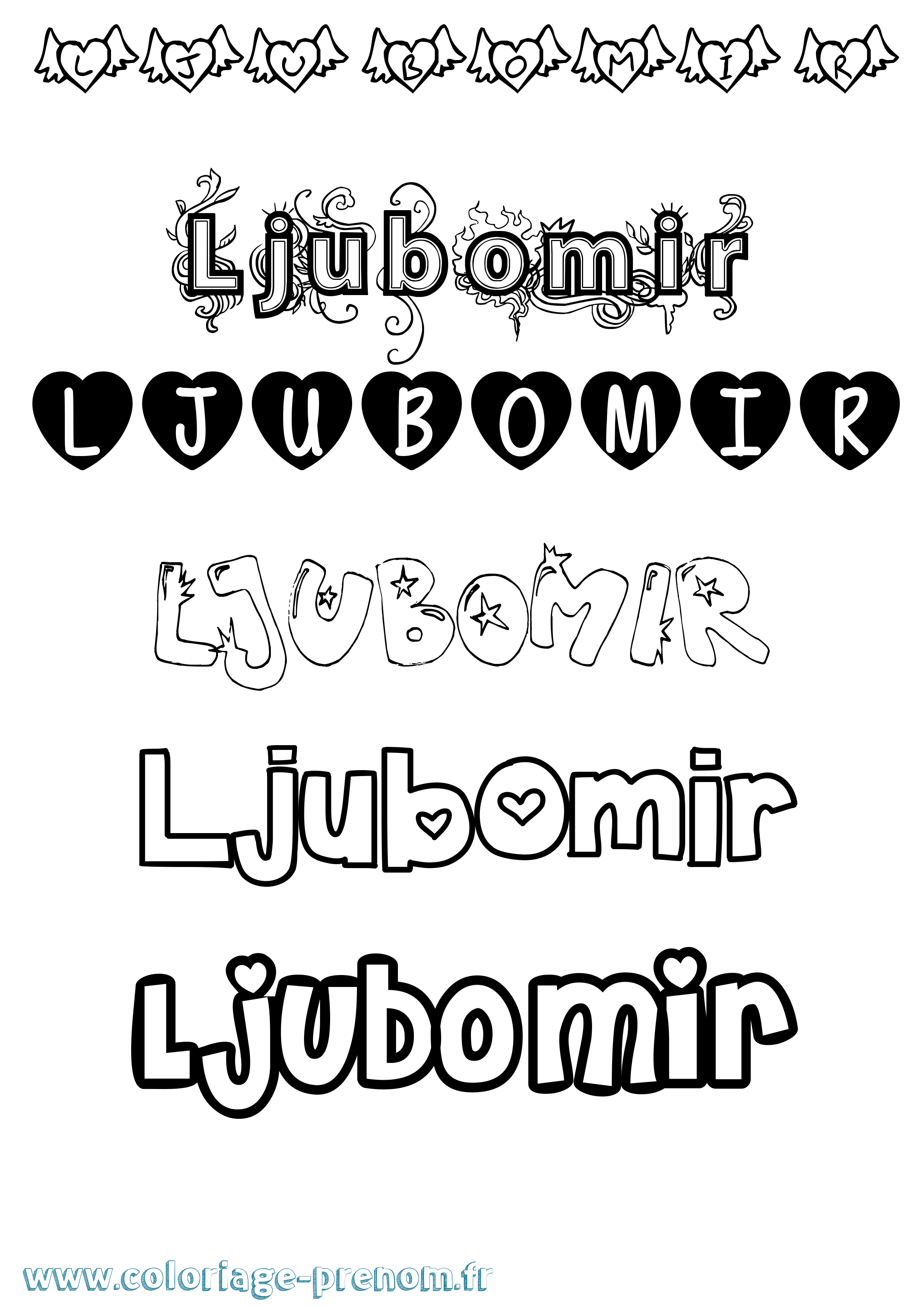 Coloriage Ljubomir Girly Coloriage prénom Ljubomir Girly