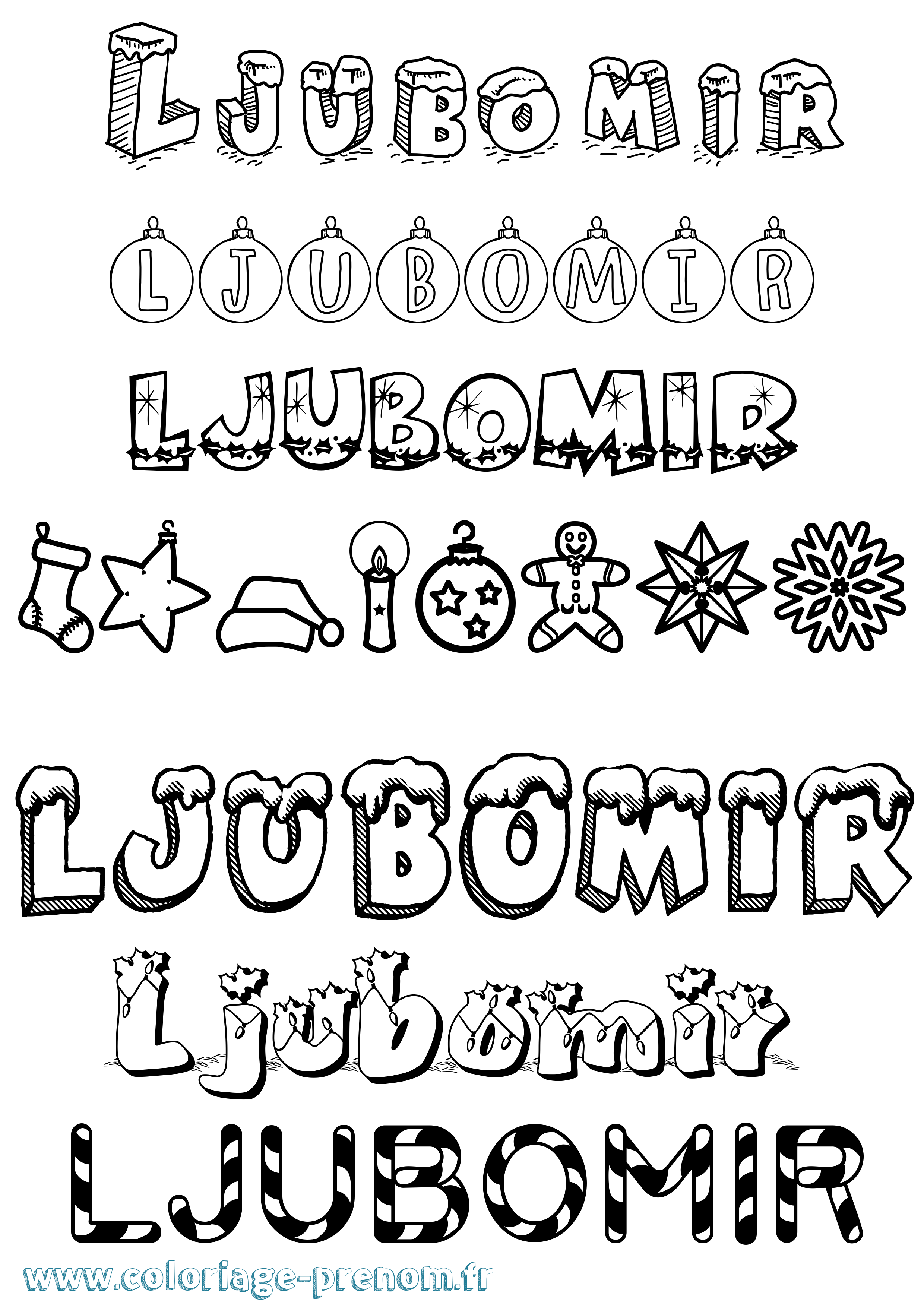 Coloriage Ljubomir Noël Coloriage prénom Ljubomir Noël