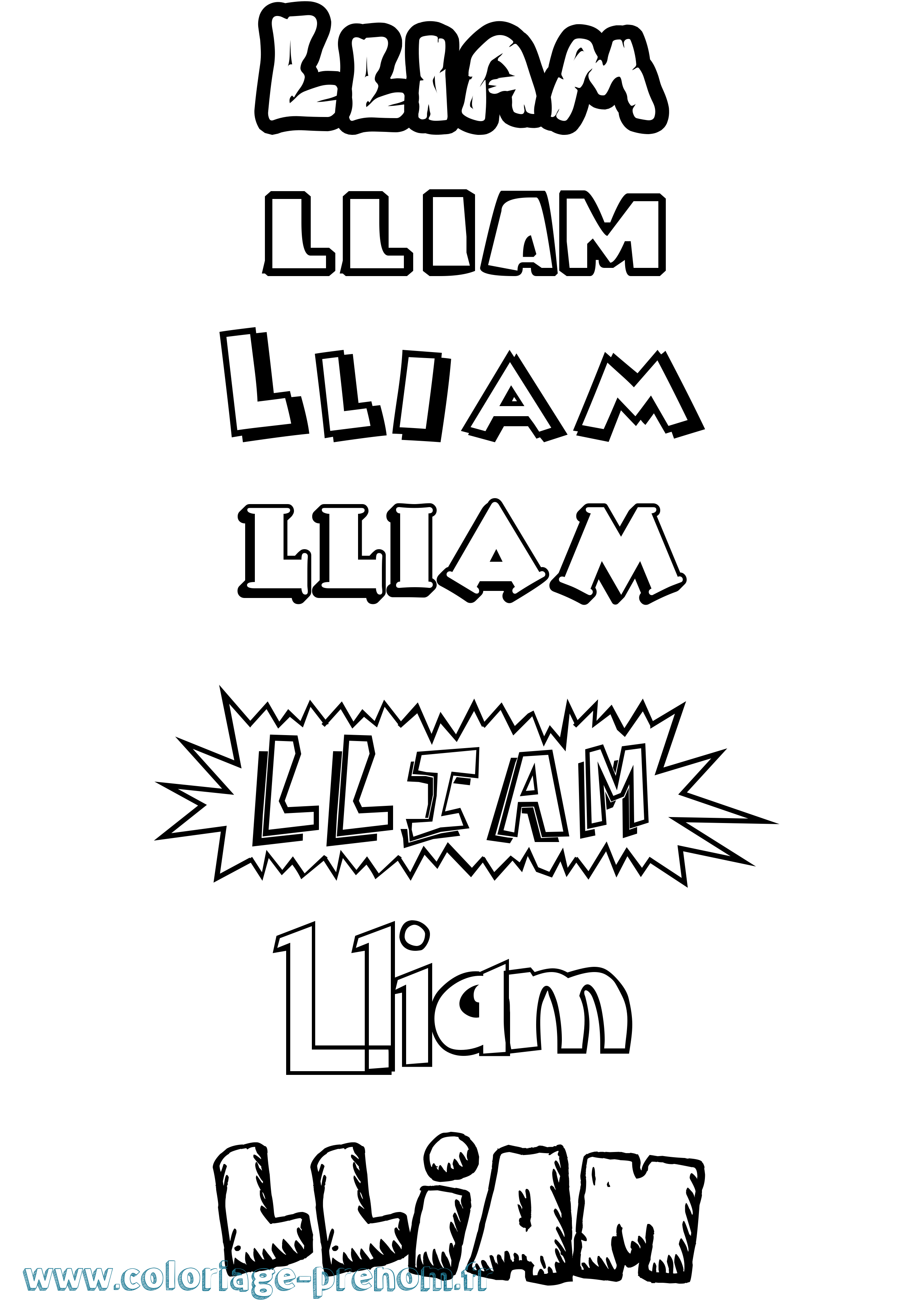 Coloriage Lliam Dessin Animé Coloriage prénom Lliam Dessin Animé