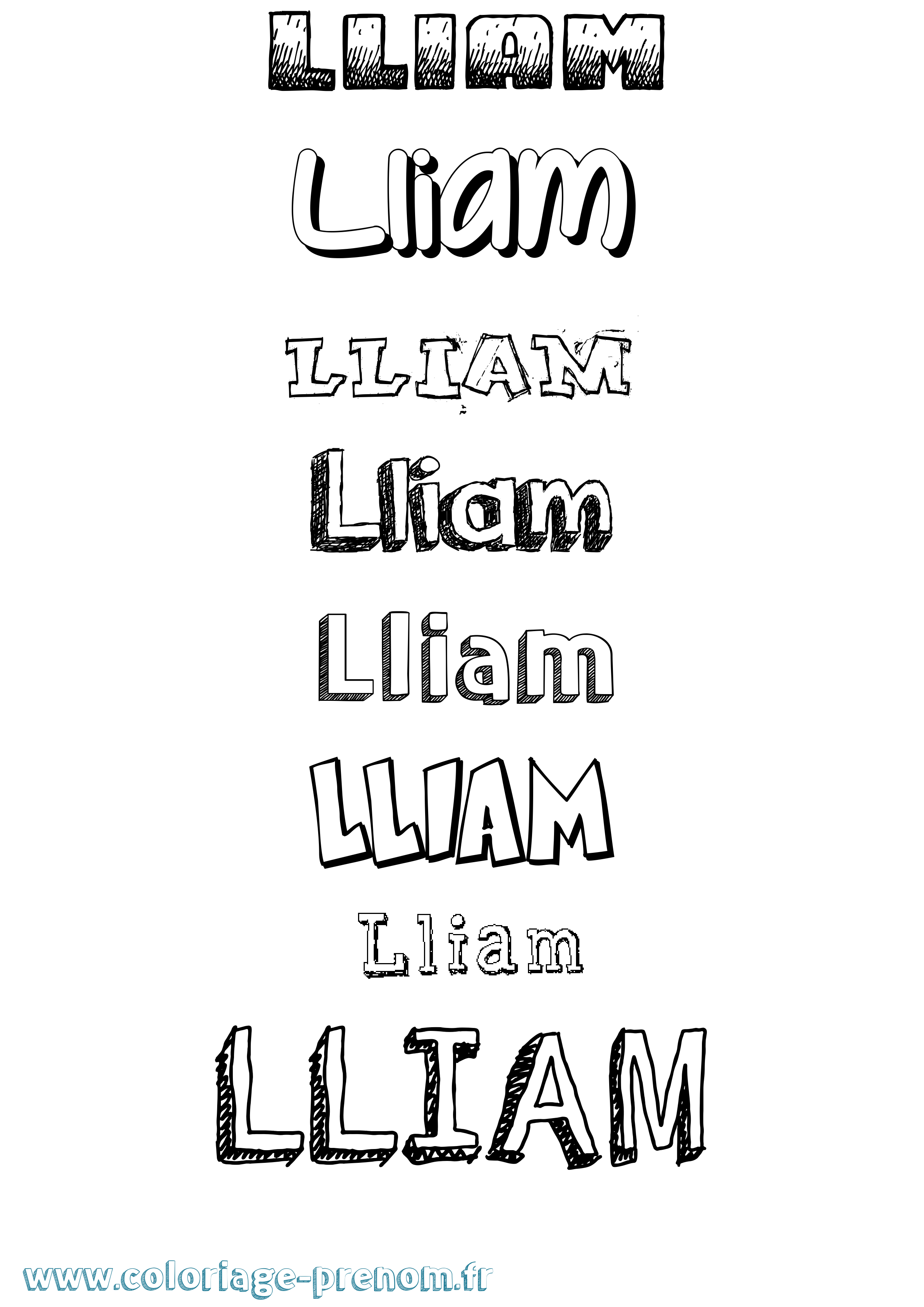 Coloriage Lliam Dessiné Coloriage prénom Lliam Dessiné