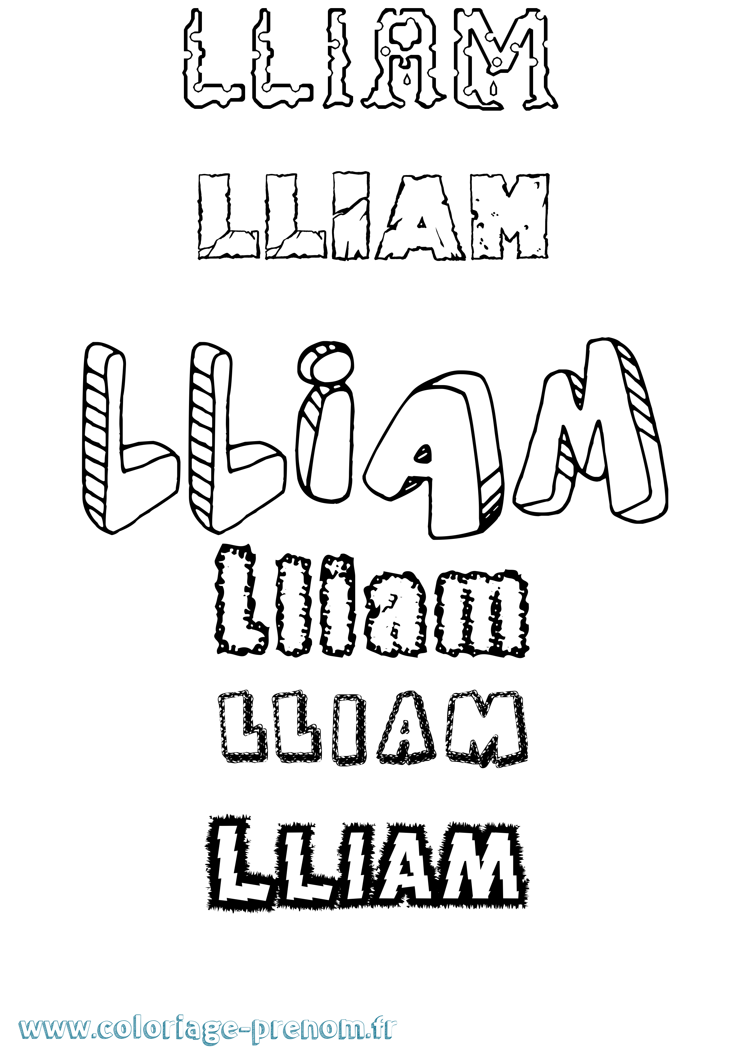 Coloriage Lliam Destructuré Coloriage prénom Lliam Destructuré