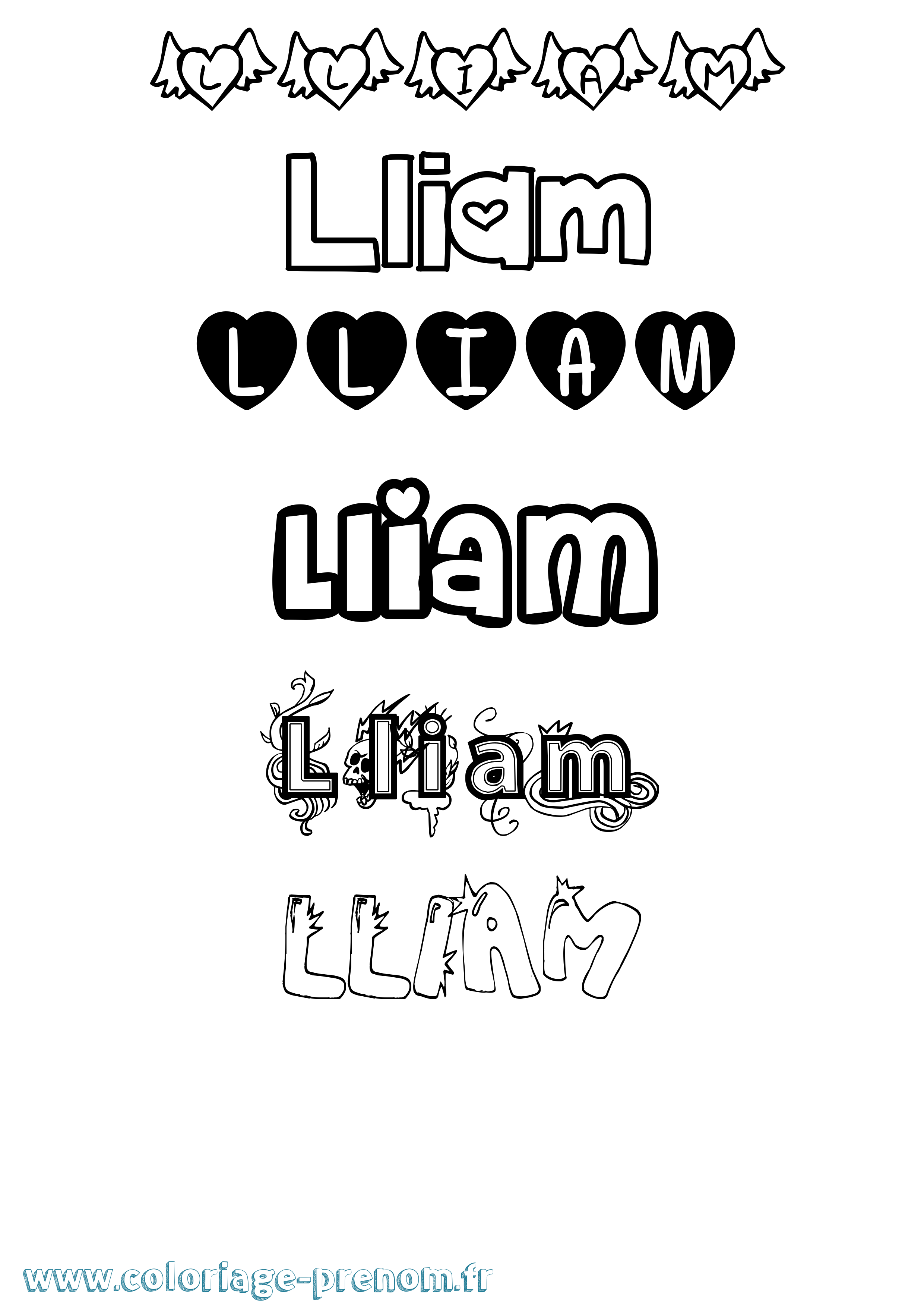 Coloriage Lliam Girly Coloriage prénom Lliam Girly