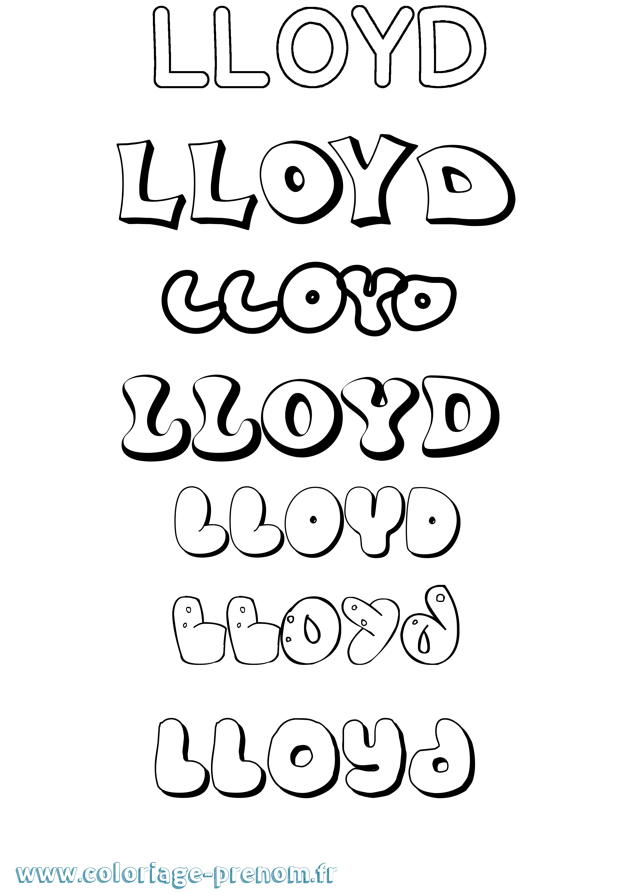 Coloriage Lloyd Bubble Coloriage prénom Lloyd Bubble