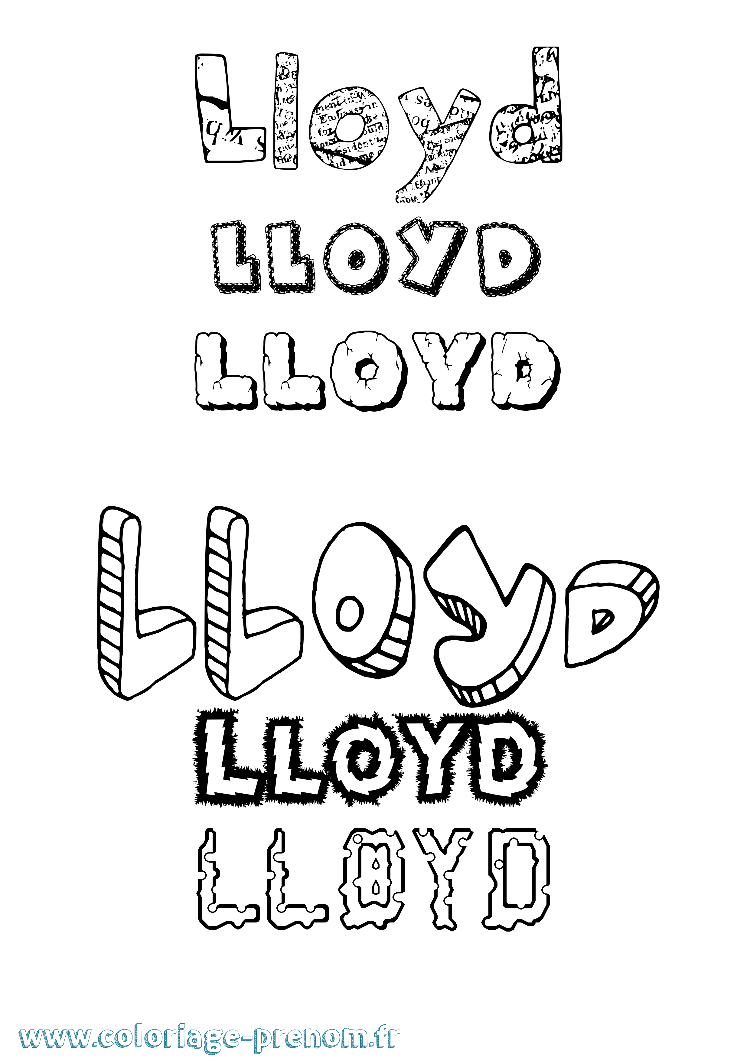 Coloriage Lloyd Destructuré Coloriage prénom Lloyd Destructuré