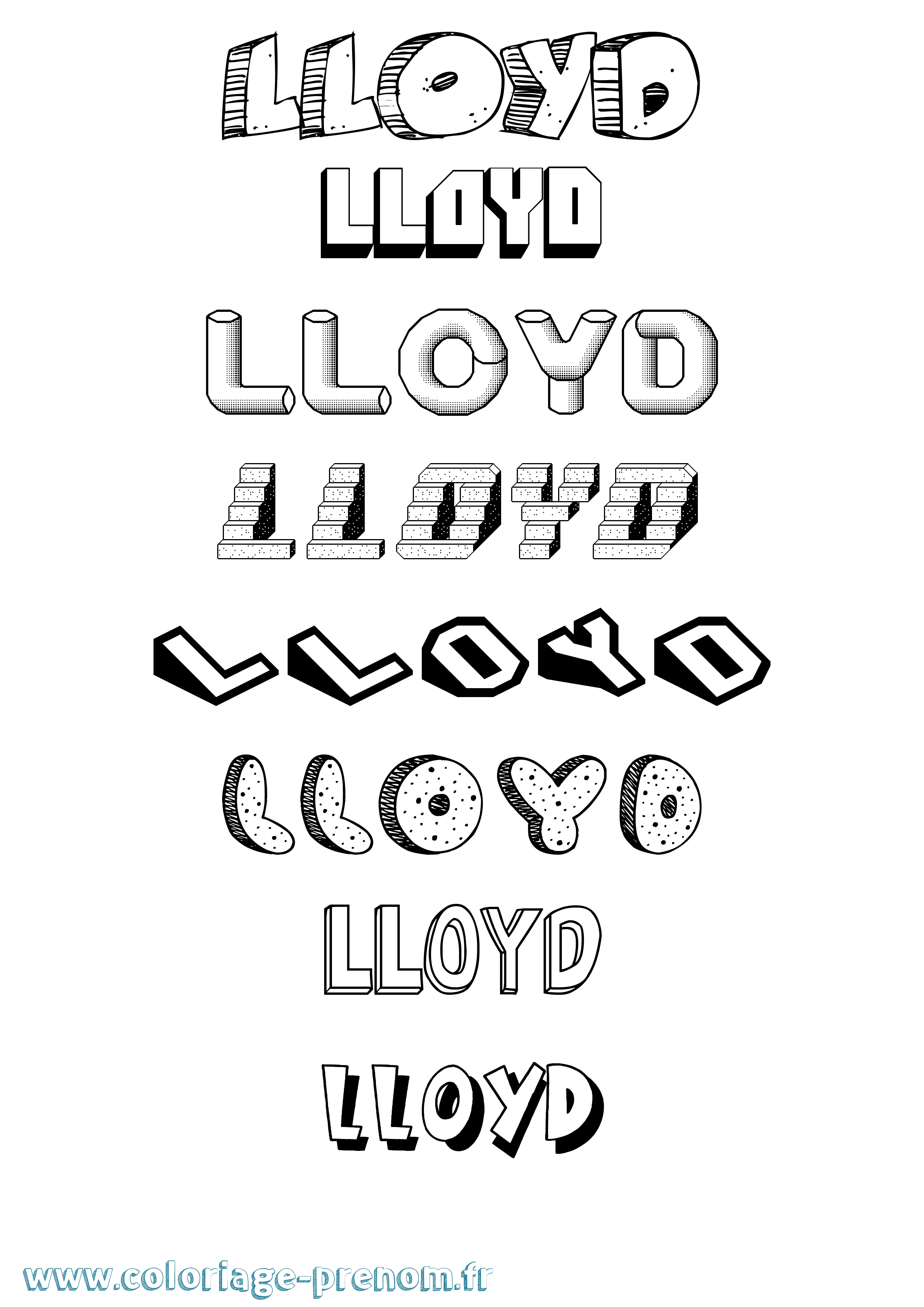 Coloriage Lloyd Effet 3D Coloriage prénom Lloyd Effet 3D