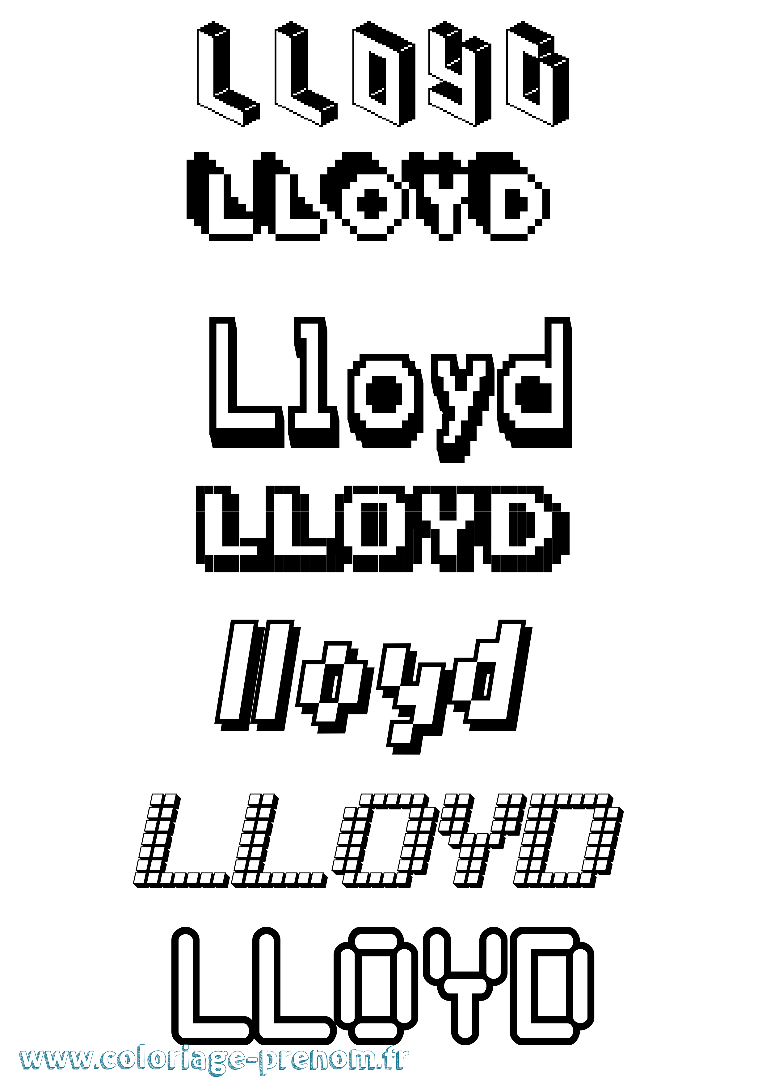 Coloriage Lloyd Pixel Coloriage prénom Lloyd Pixel
